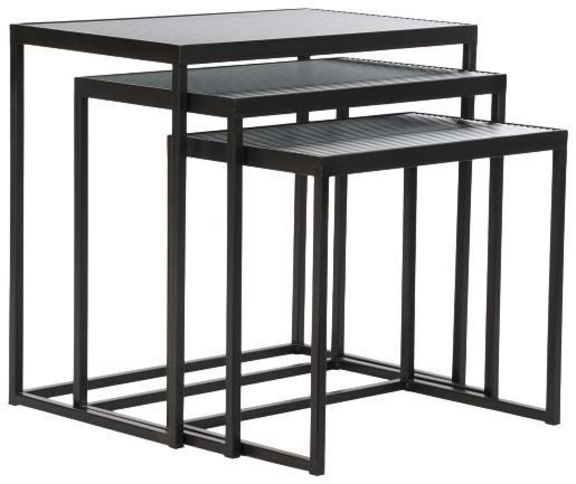 Product photograph of Black Metal Square Side Table - Set Of 3 from Choice Furniture Superstore.