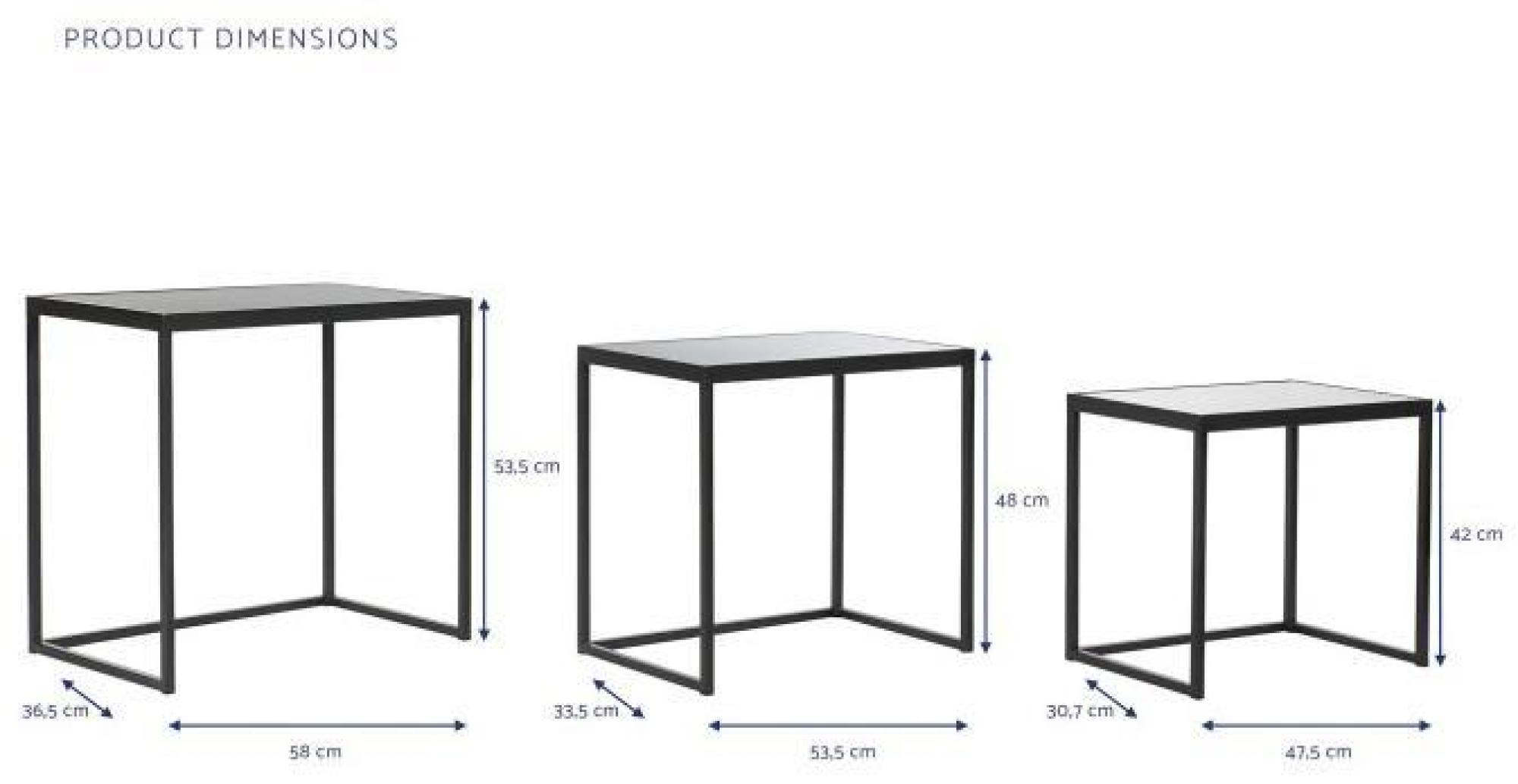 Product photograph of Black Metal Square Side Table - Set Of 3 from Choice Furniture Superstore.