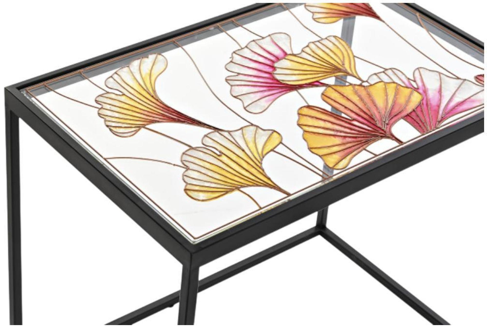 Product photograph of Tropical Yellow Metal Side Table - Set Of 3 from Choice Furniture Superstore.