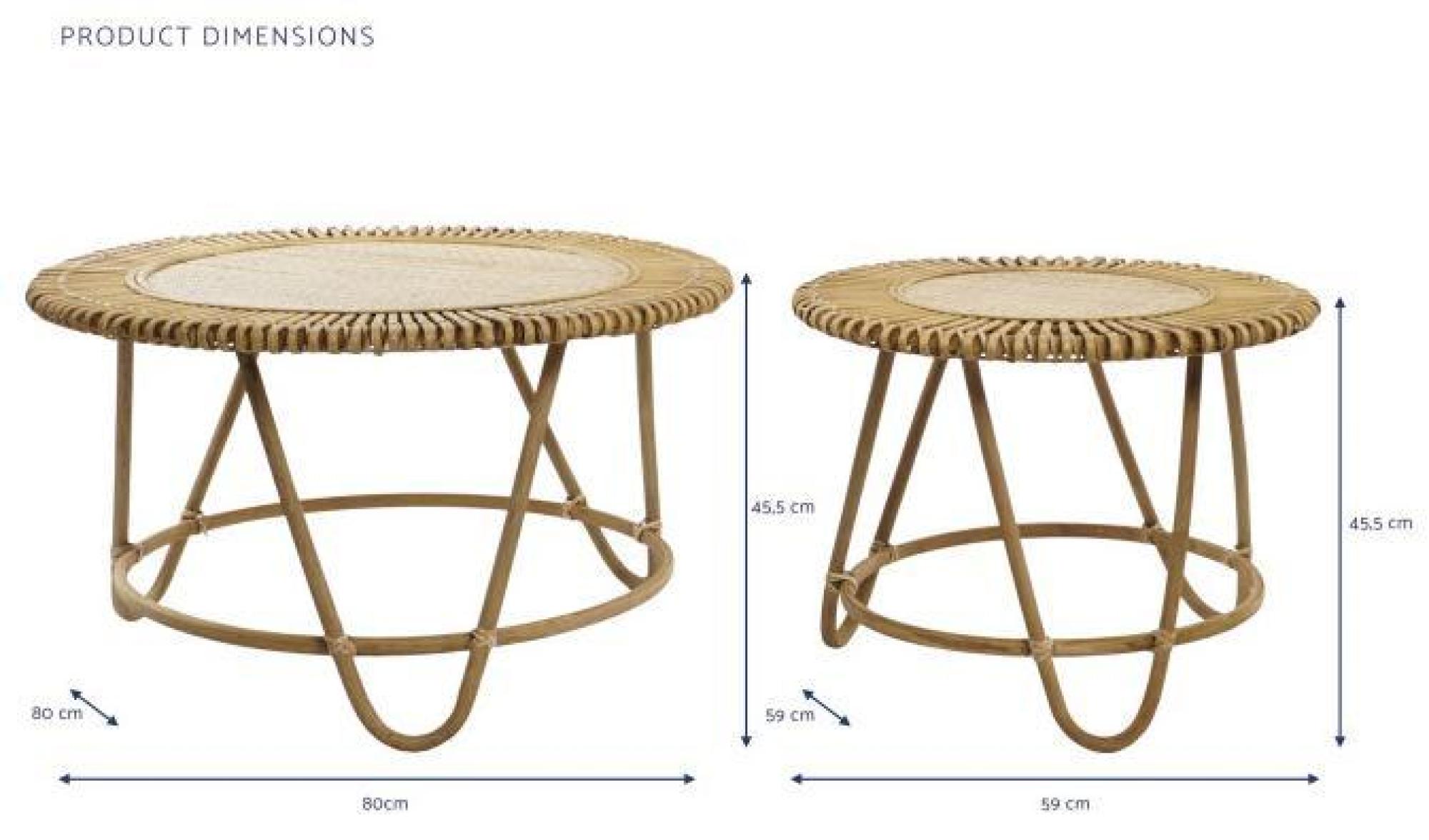 Product photograph of Tropical Light Brown Rattan Side Table - Set Of 2 from Choice Furniture Superstore.