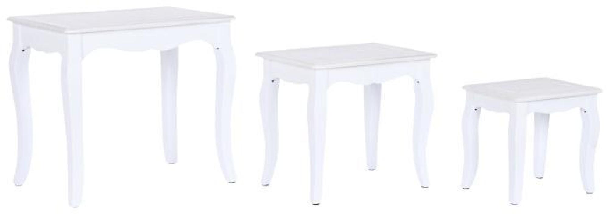 Product photograph of Romantic White Wood Side Table - Set Of 3 from Choice Furniture Superstore.