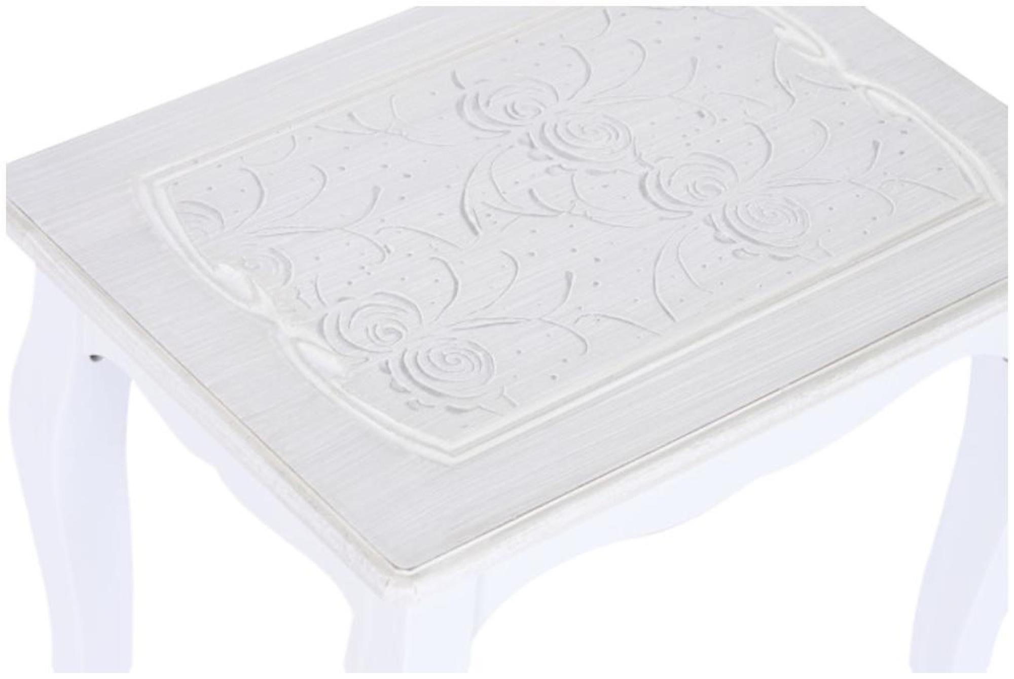 Product photograph of Romantic White Wood Side Table - Set Of 3 from Choice Furniture Superstore.