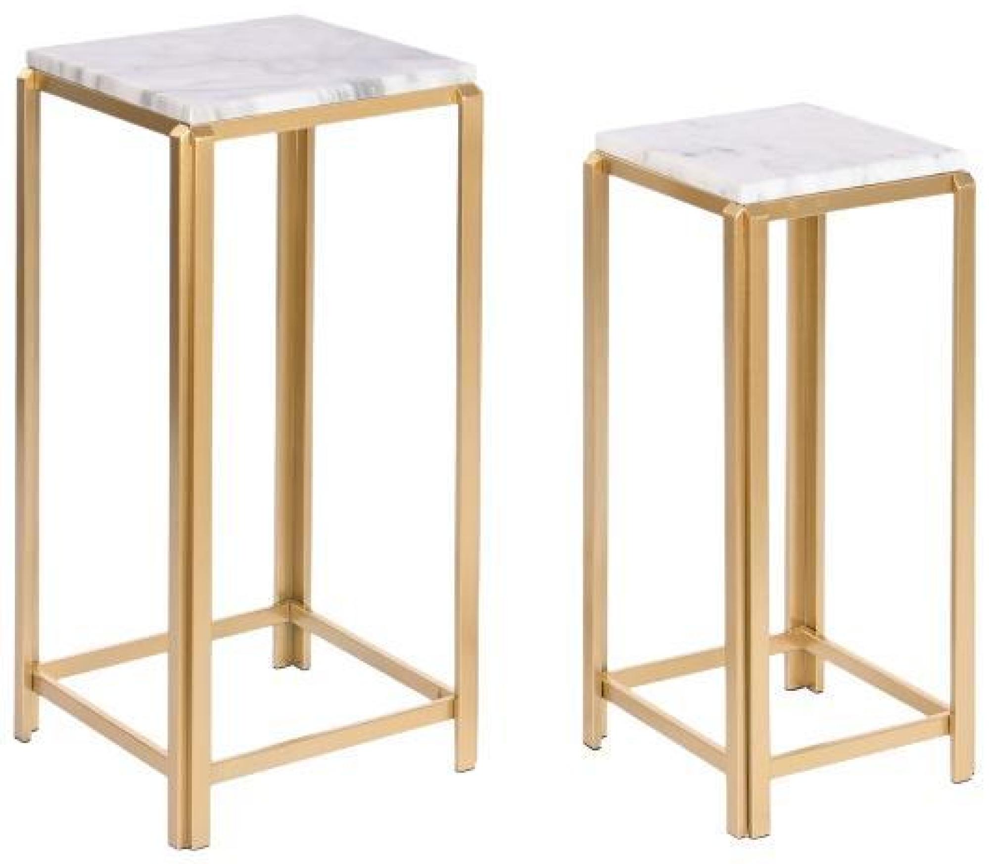 Product photograph of Golden And White Metal Side Table - Set Of 2 from Choice Furniture Superstore.