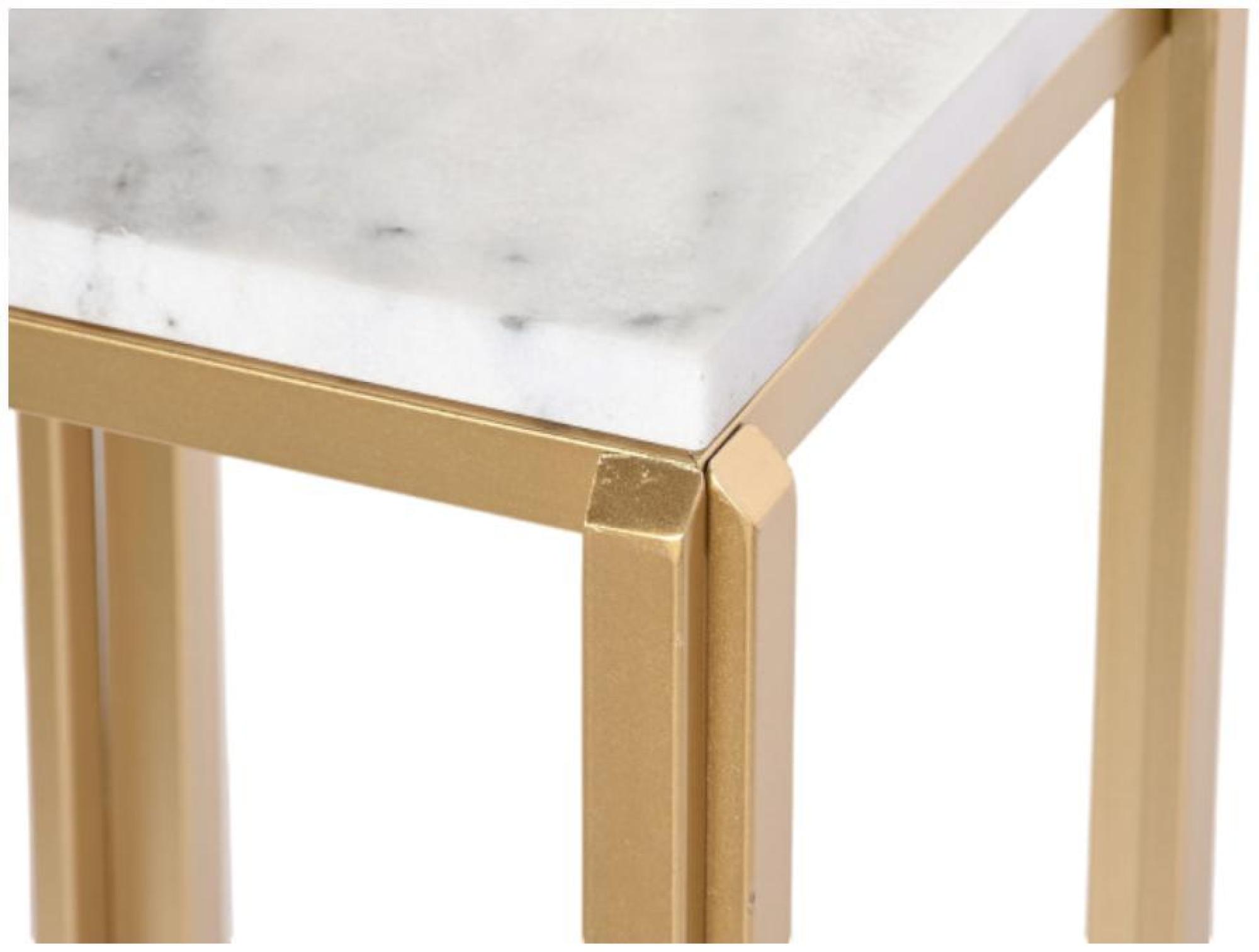 Product photograph of Golden And White Metal Side Table - Set Of 2 from Choice Furniture Superstore.