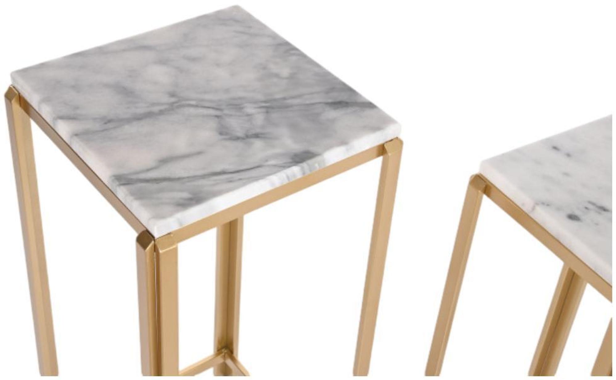 Product photograph of Golden And White Metal Side Table - Set Of 2 from Choice Furniture Superstore.