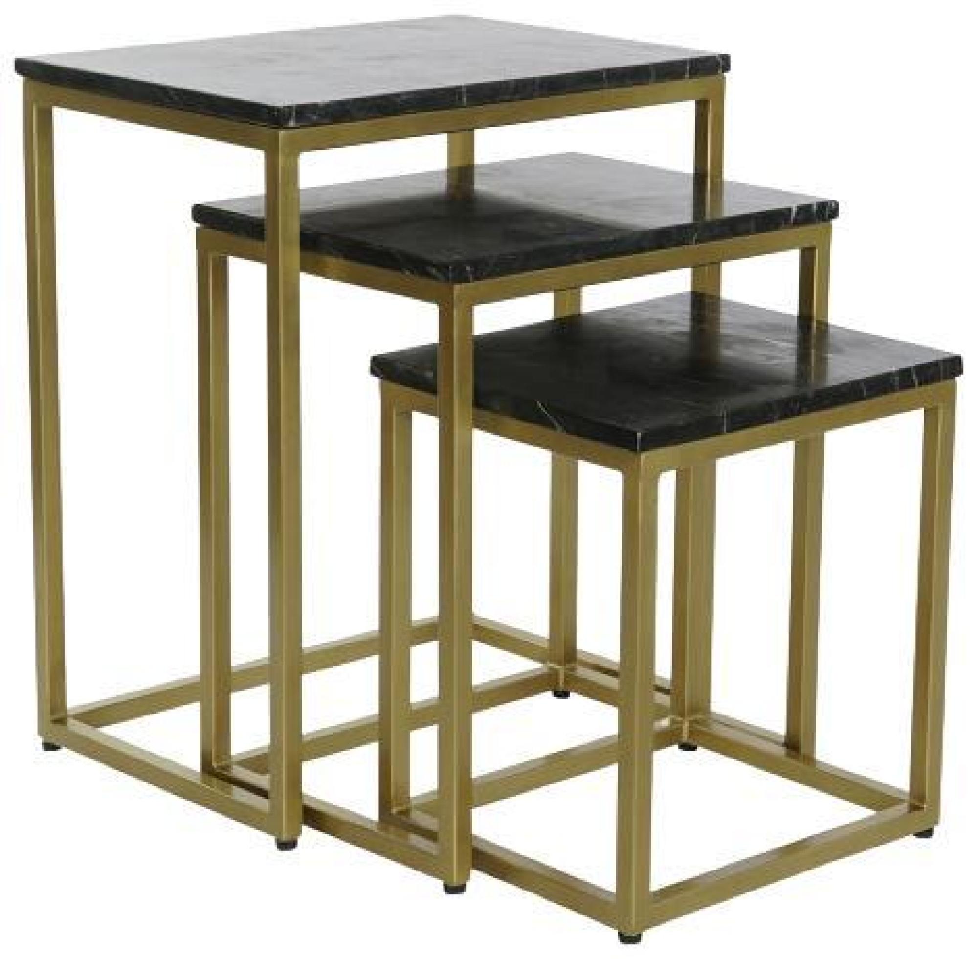 Product photograph of Glam Black Marble Top Side Table - Set Of 3 from Choice Furniture Superstore.