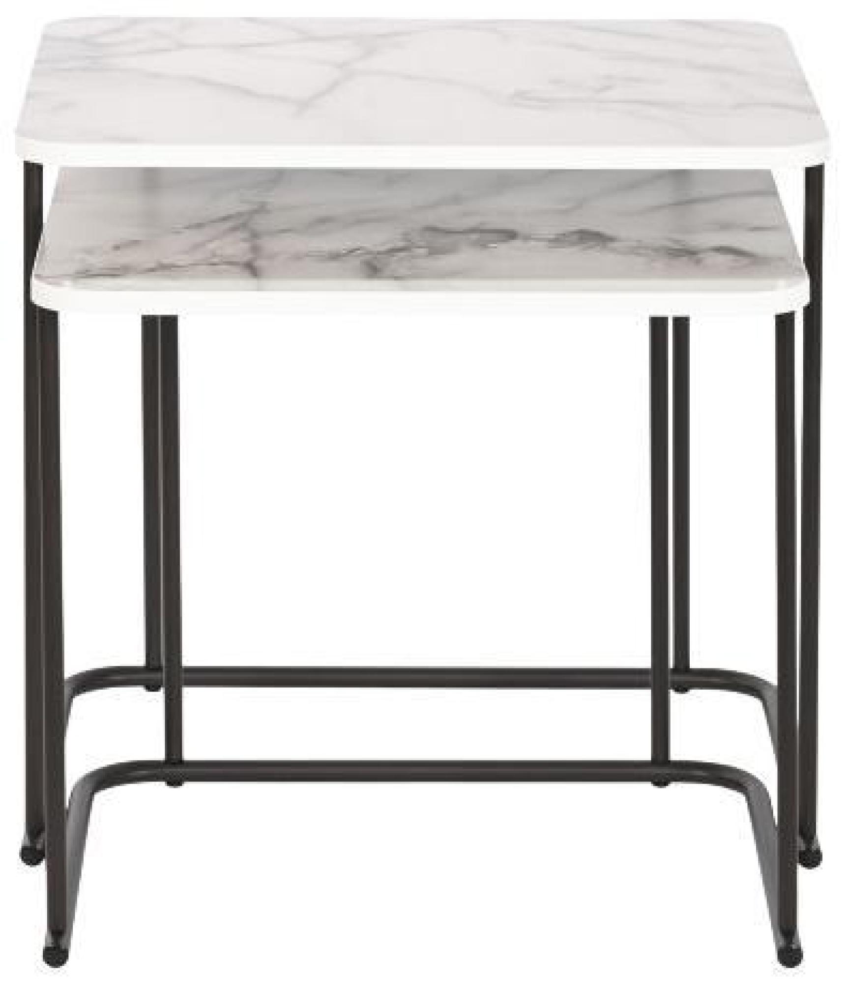 Product photograph of White And Black Wood Side Table - Set Of 2 from Choice Furniture Superstore.