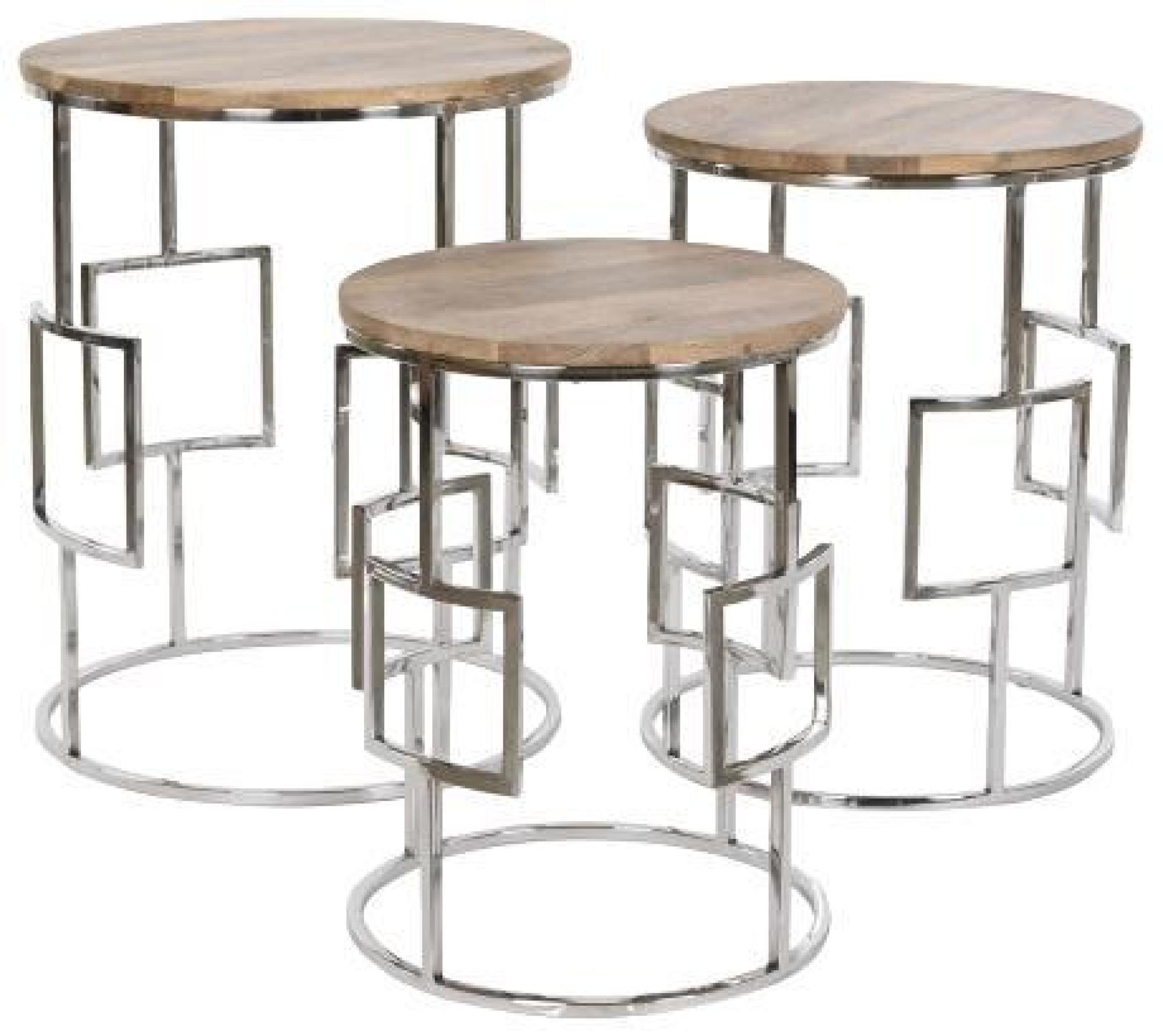 Product photograph of Loft Mango Wood Round Side Table - Set Of 3 from Choice Furniture Superstore.