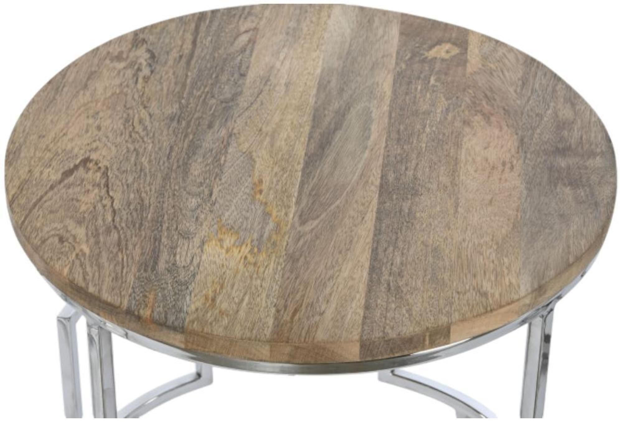 Product photograph of Loft Mango Wood Round Side Table - Set Of 3 from Choice Furniture Superstore.