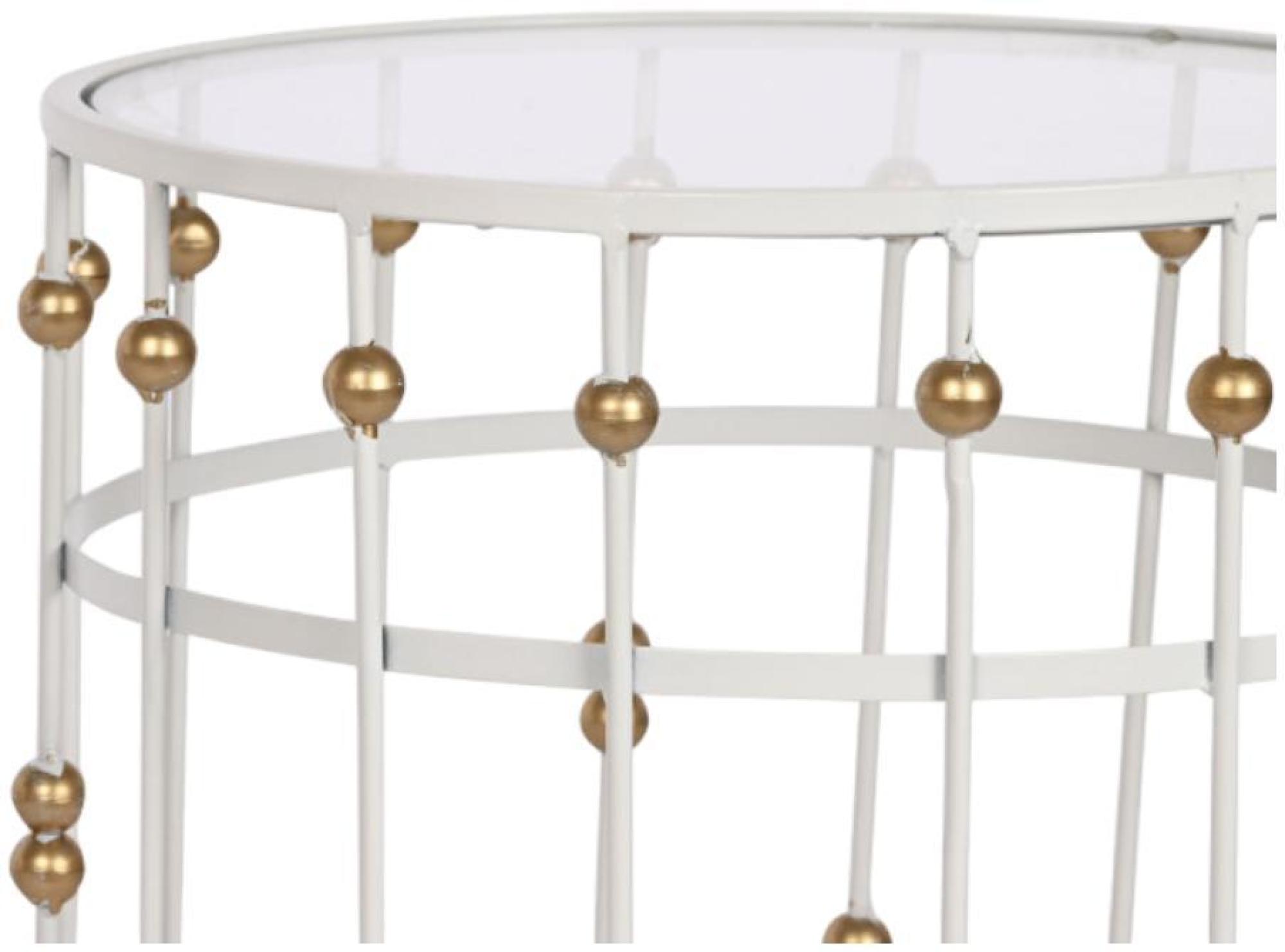 Product photograph of Glam White And Golden Metal Side Table - Set Of 2 from Choice Furniture Superstore.