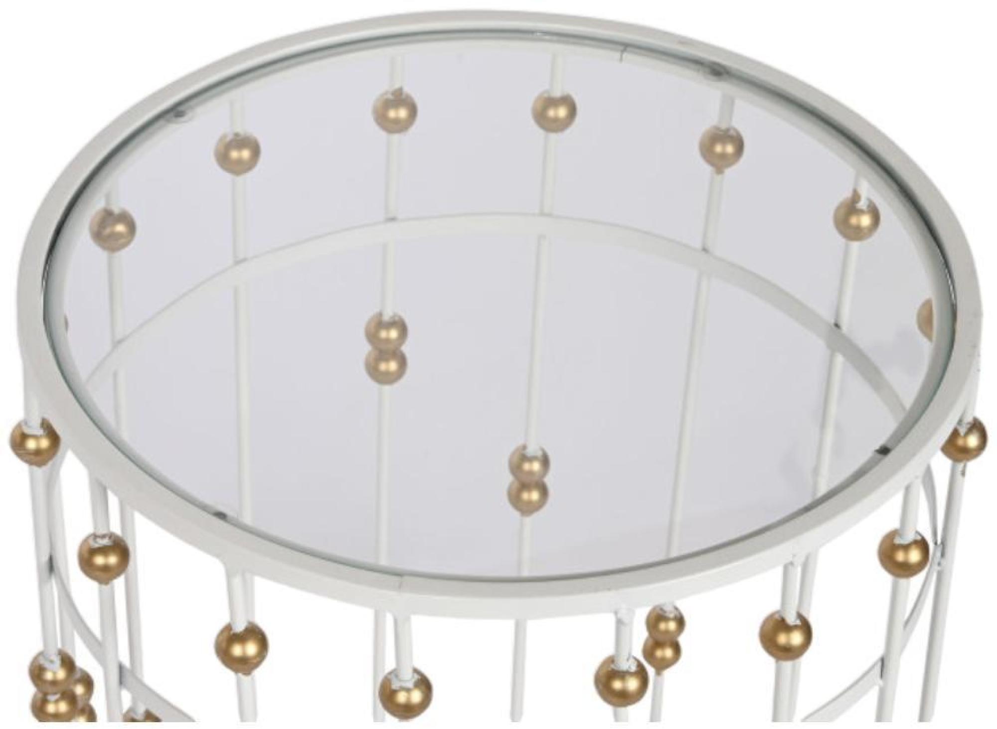 Product photograph of Glam White And Golden Metal Side Table - Set Of 2 from Choice Furniture Superstore.