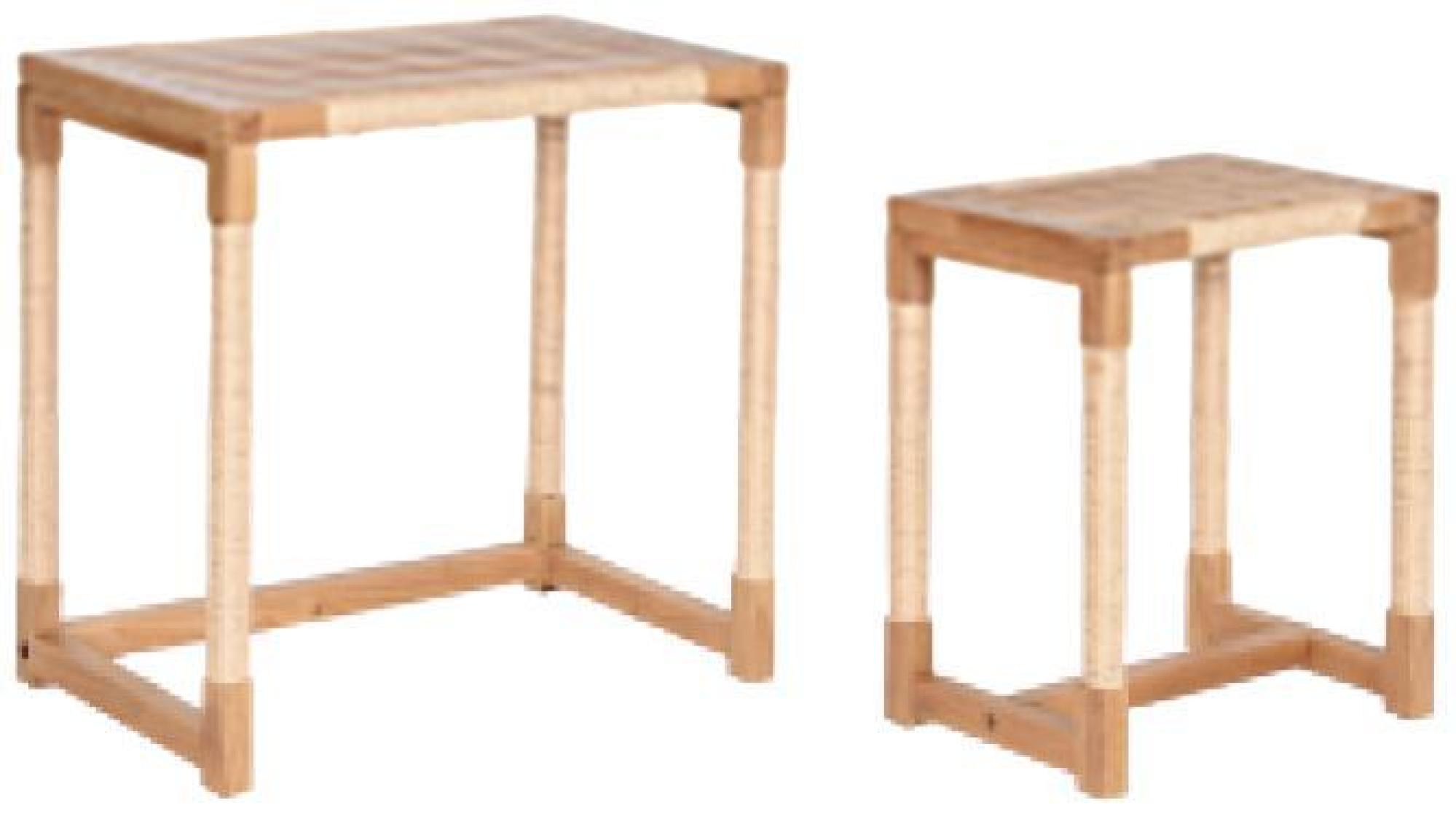 Product photograph of Mediterranean Natural Wood Side Table - Set Of 2 from Choice Furniture Superstore.