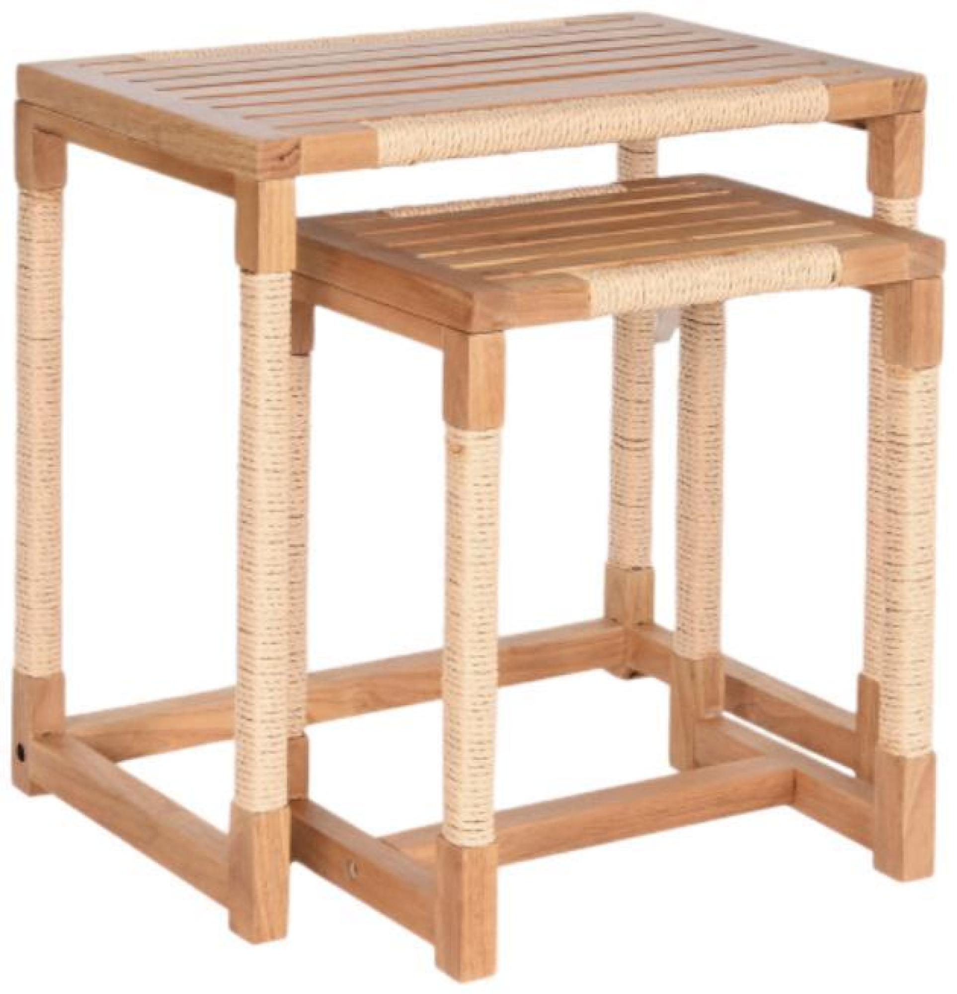 Product photograph of Mediterranean Natural Wood Side Table - Set Of 2 from Choice Furniture Superstore.