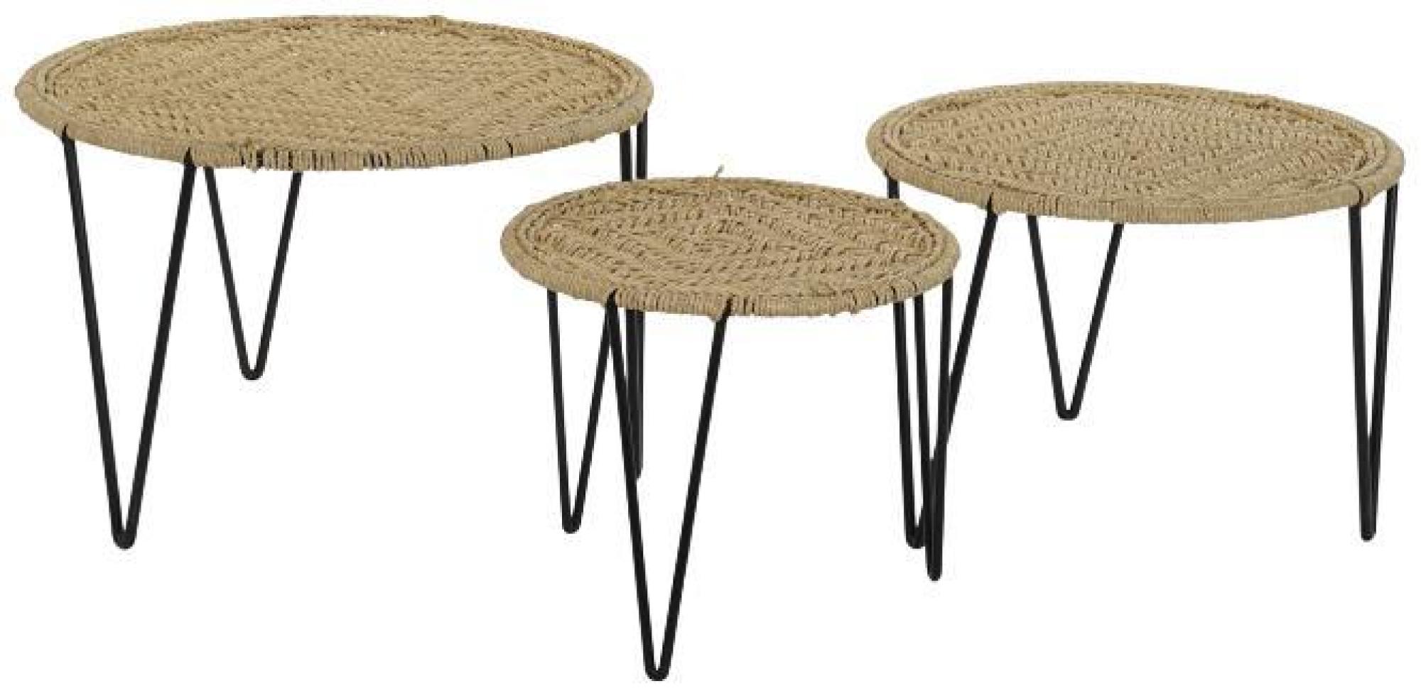 Product photograph of Balinese Brown And Black Metal Side Table - Set Of 3 from Choice Furniture Superstore.