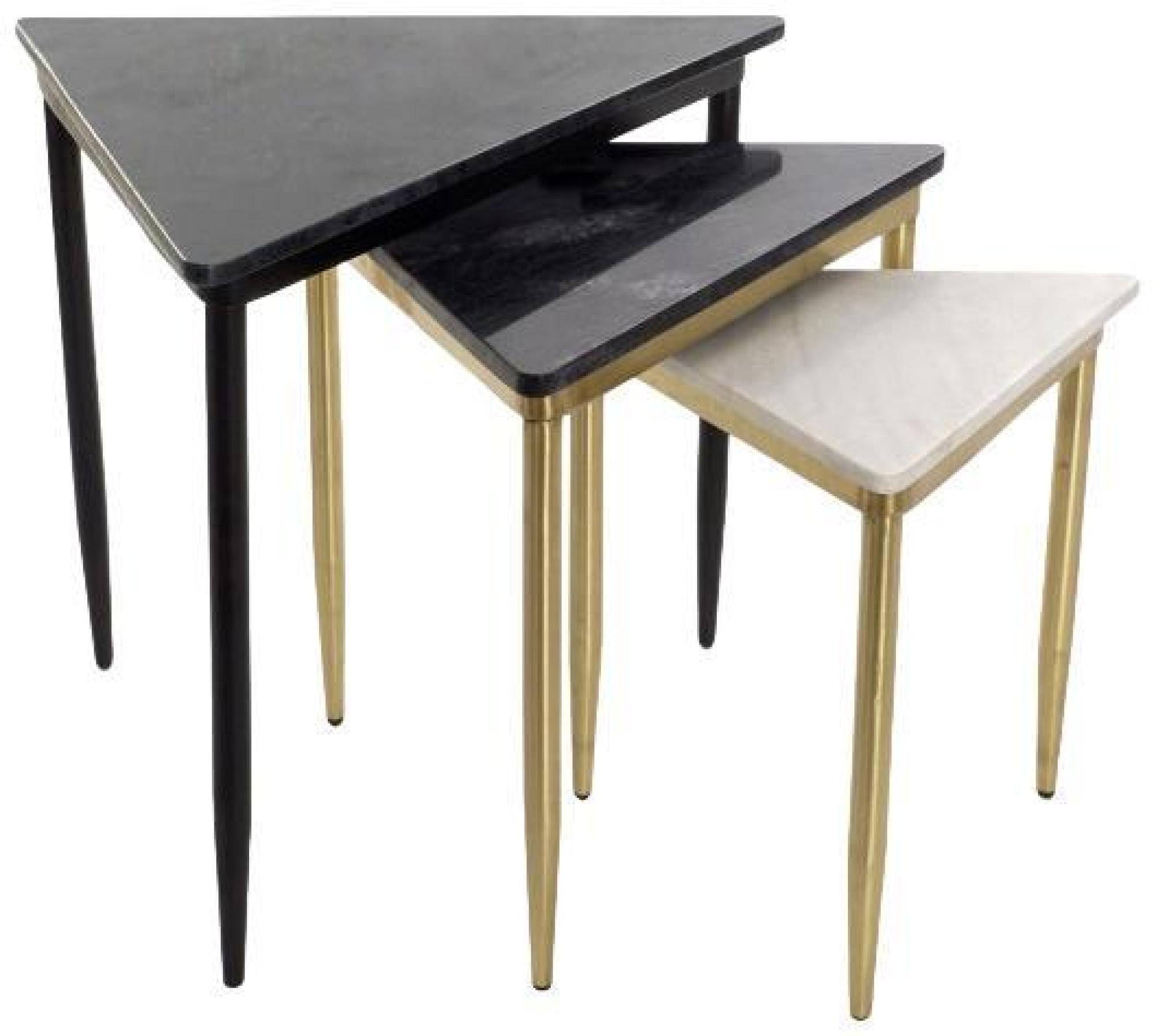 Product photograph of Modern Multi Coloured Marble Side Table - Set Of 3 from Choice Furniture Superstore.