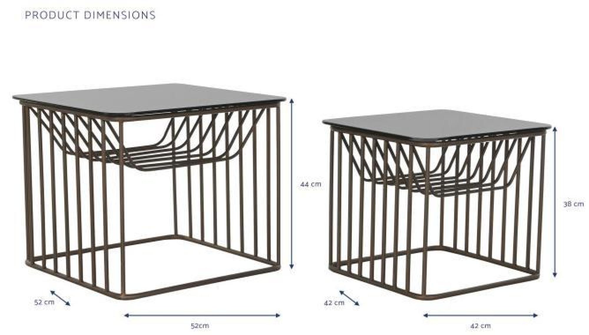 Product photograph of Loft Black Glass Top Side Table - Set Of 2 from Choice Furniture Superstore.