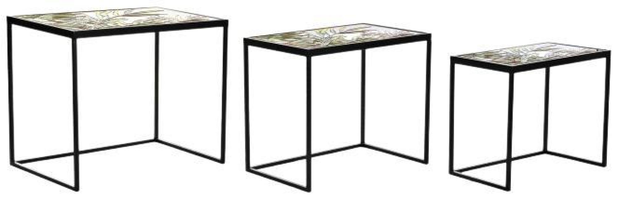 Product photograph of Tropical Black Metal Side Table - Set Of 3 from Choice Furniture Superstore.