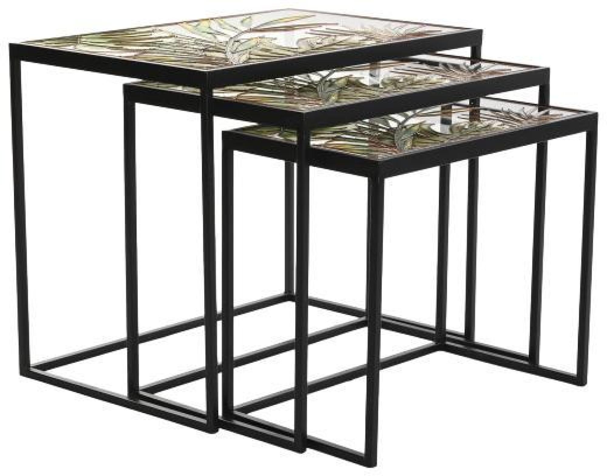 Product photograph of Tropical Black Metal Side Table - Set Of 3 from Choice Furniture Superstore.