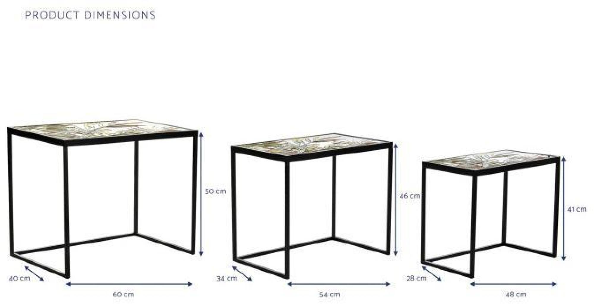 Product photograph of Tropical Black Metal Side Table - Set Of 3 from Choice Furniture Superstore.