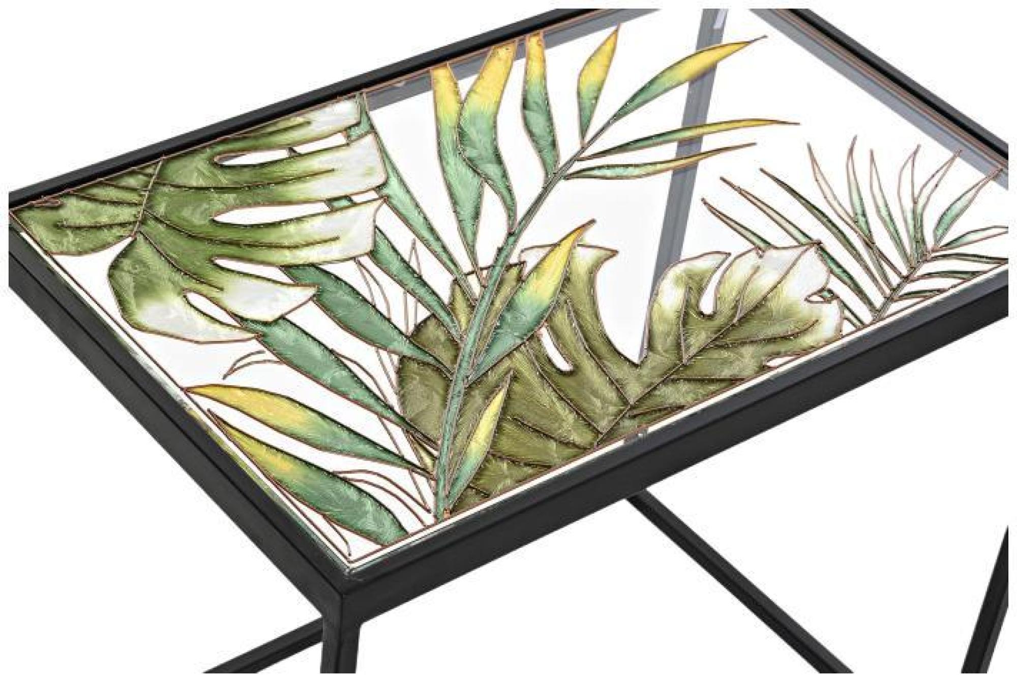 Product photograph of Tropical Black Metal Side Table - Set Of 3 from Choice Furniture Superstore.