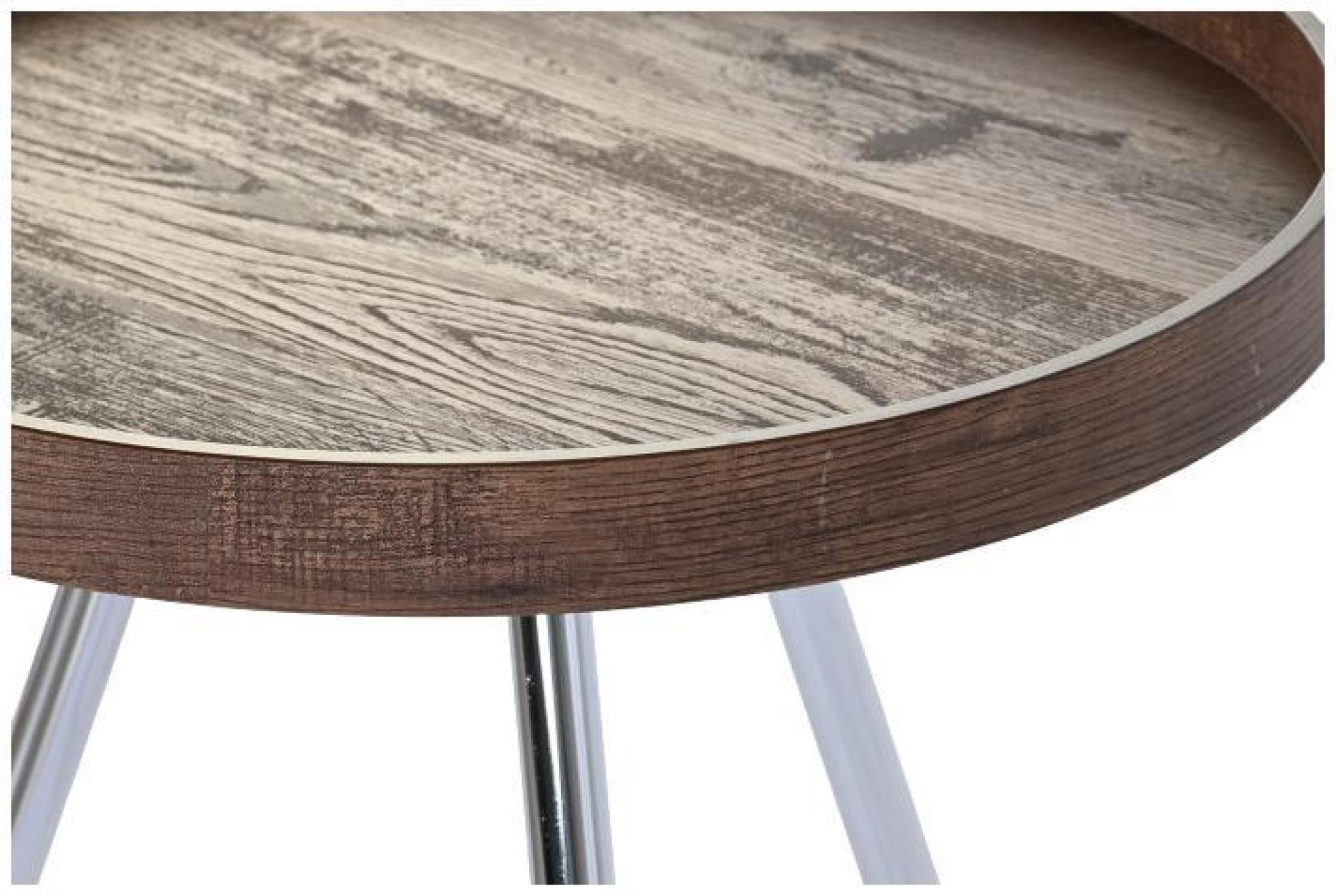 Product photograph of Modern Dark Brown And Silver Metal Side Table from Choice Furniture Superstore.