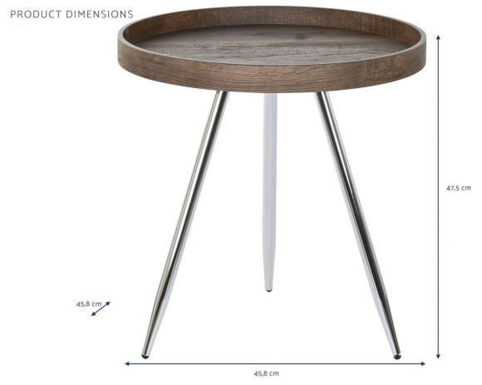 Product photograph of Modern Dark Brown And Silver Metal Side Table from Choice Furniture Superstore.