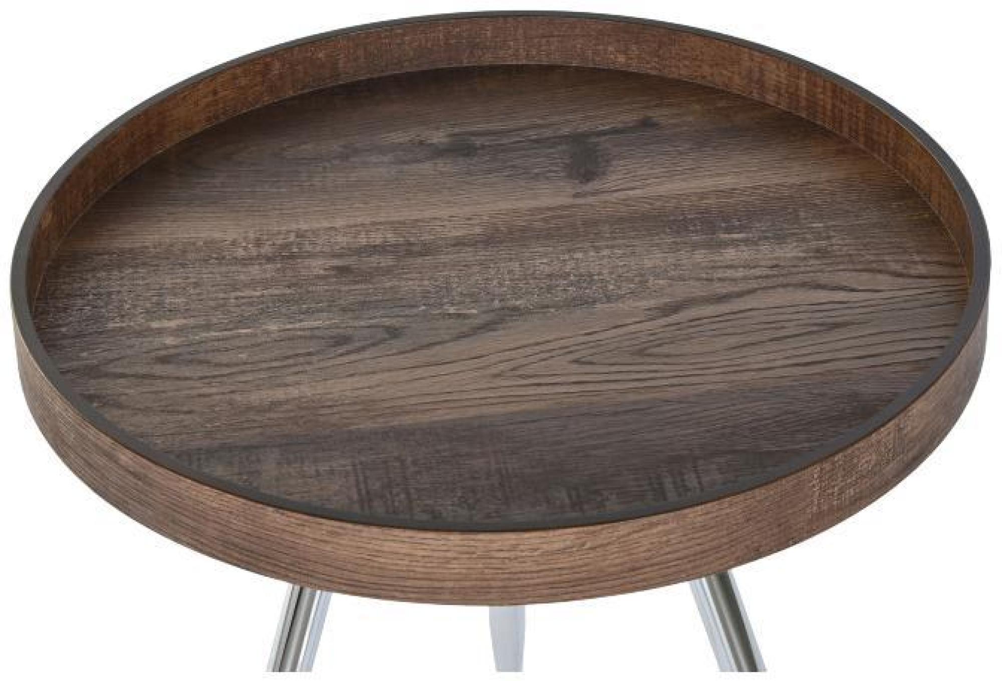 Product photograph of Modern Dark Brown And Silver Metal Side Table from Choice Furniture Superstore.