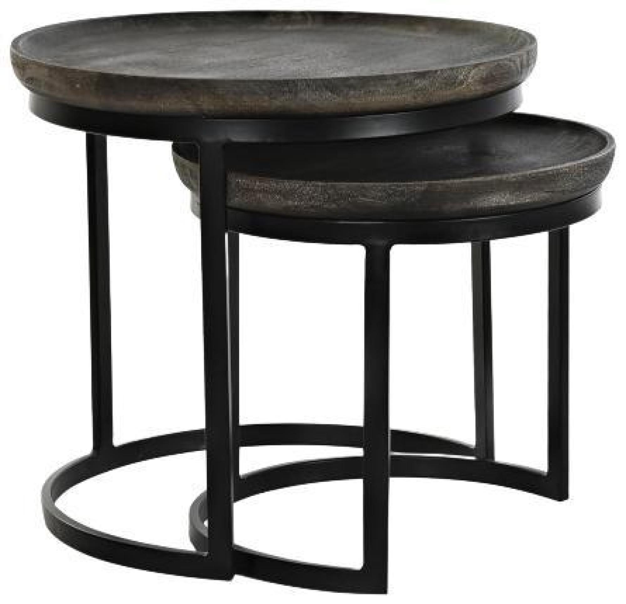 Product photograph of Black And Brown Wood Side Table - Set Of 2 from Choice Furniture Superstore.