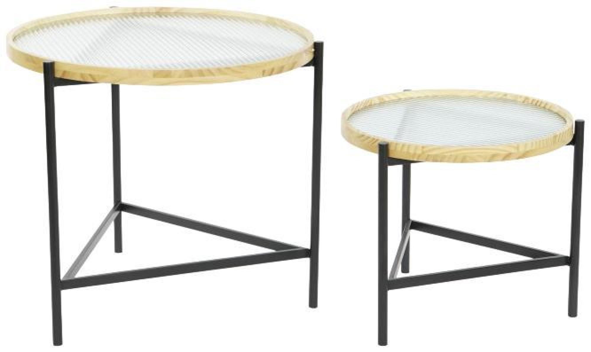 Product photograph of Scandi Brown And Black Glass Side Table - Set Of 2 from Choice Furniture Superstore.