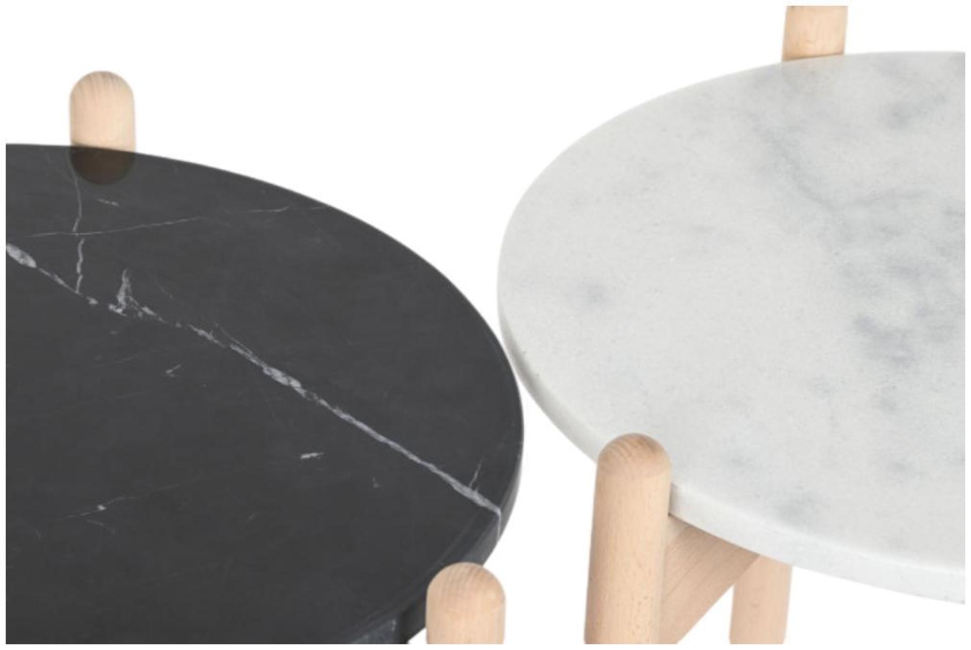 Product photograph of Scandi White And Black Marble Side Table - Set Of 2 from Choice Furniture Superstore.