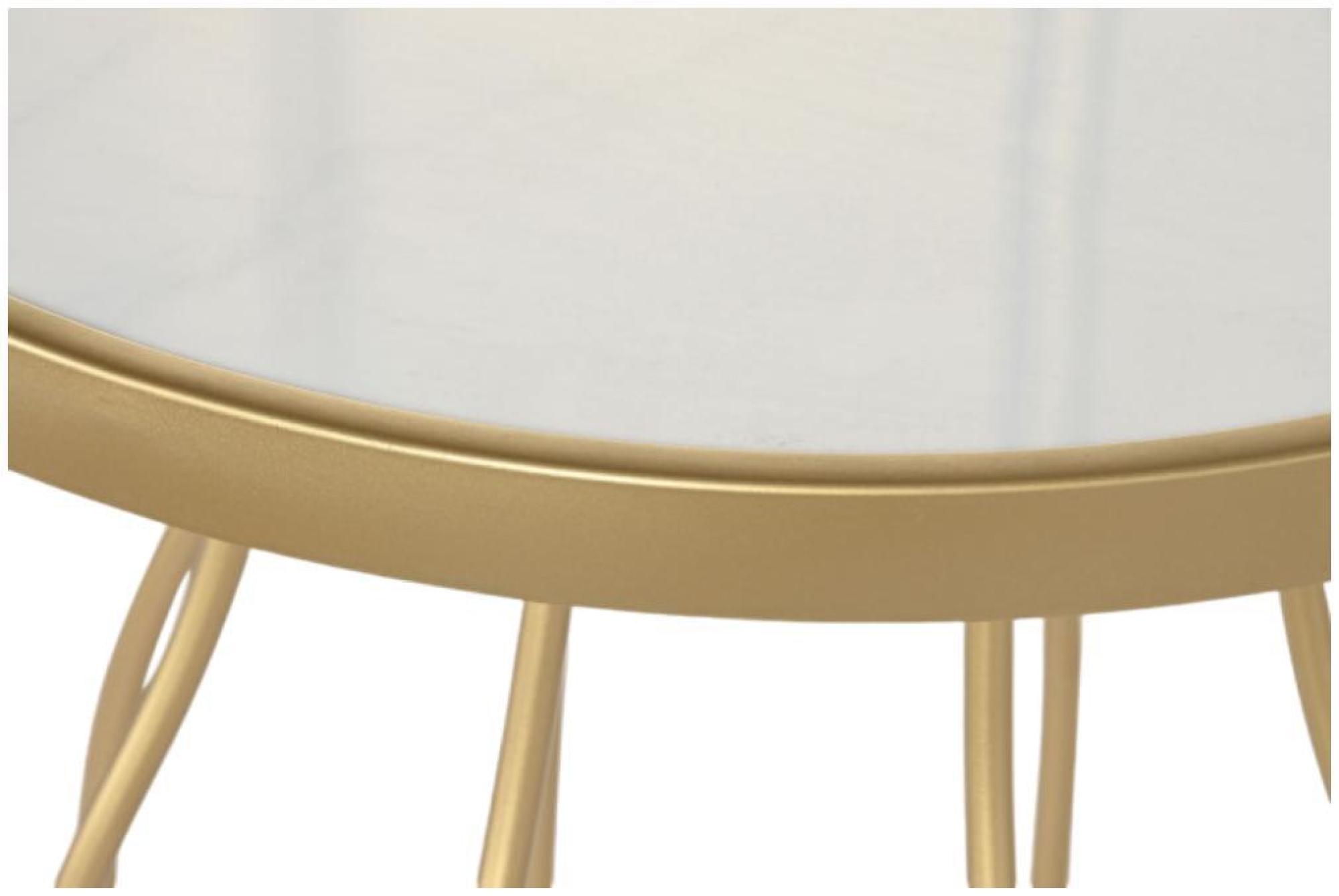 Product photograph of Glam Golden And White Metal Side Table from Choice Furniture Superstore.