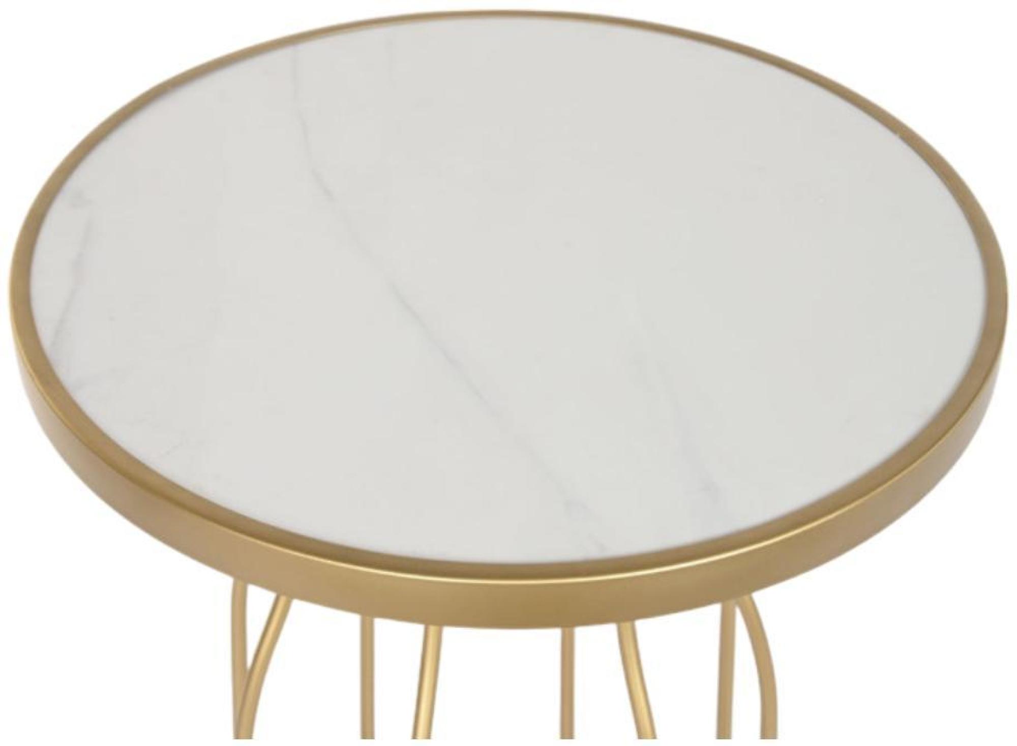 Product photograph of Glam Golden And White Metal Side Table from Choice Furniture Superstore.