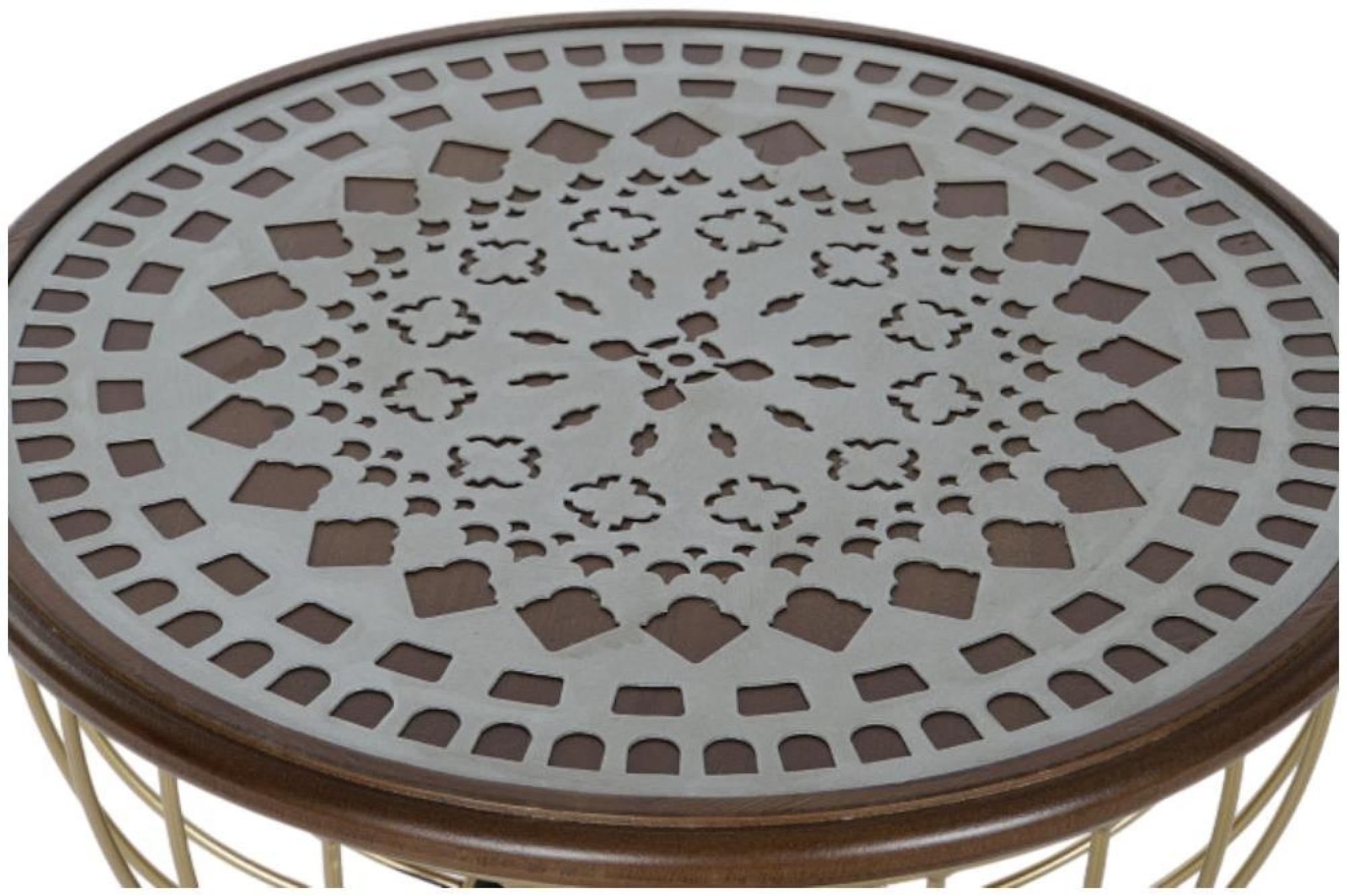Product photograph of Black Wood And Gold Metal Round Side Table from Choice Furniture Superstore.