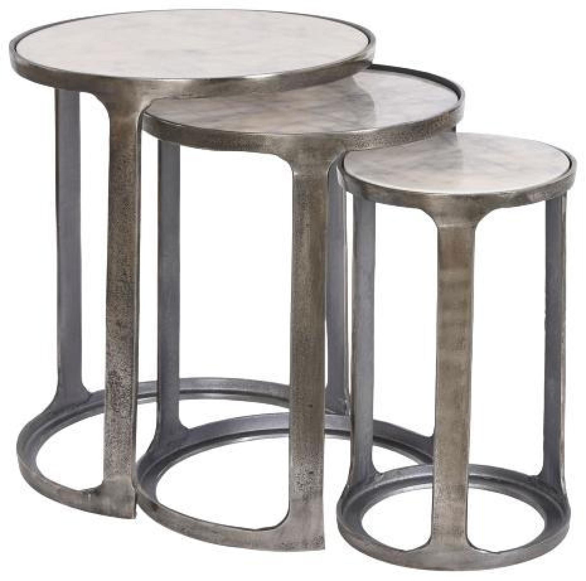 Product photograph of White Marble Round Side Table - Set Of 3 from Choice Furniture Superstore.