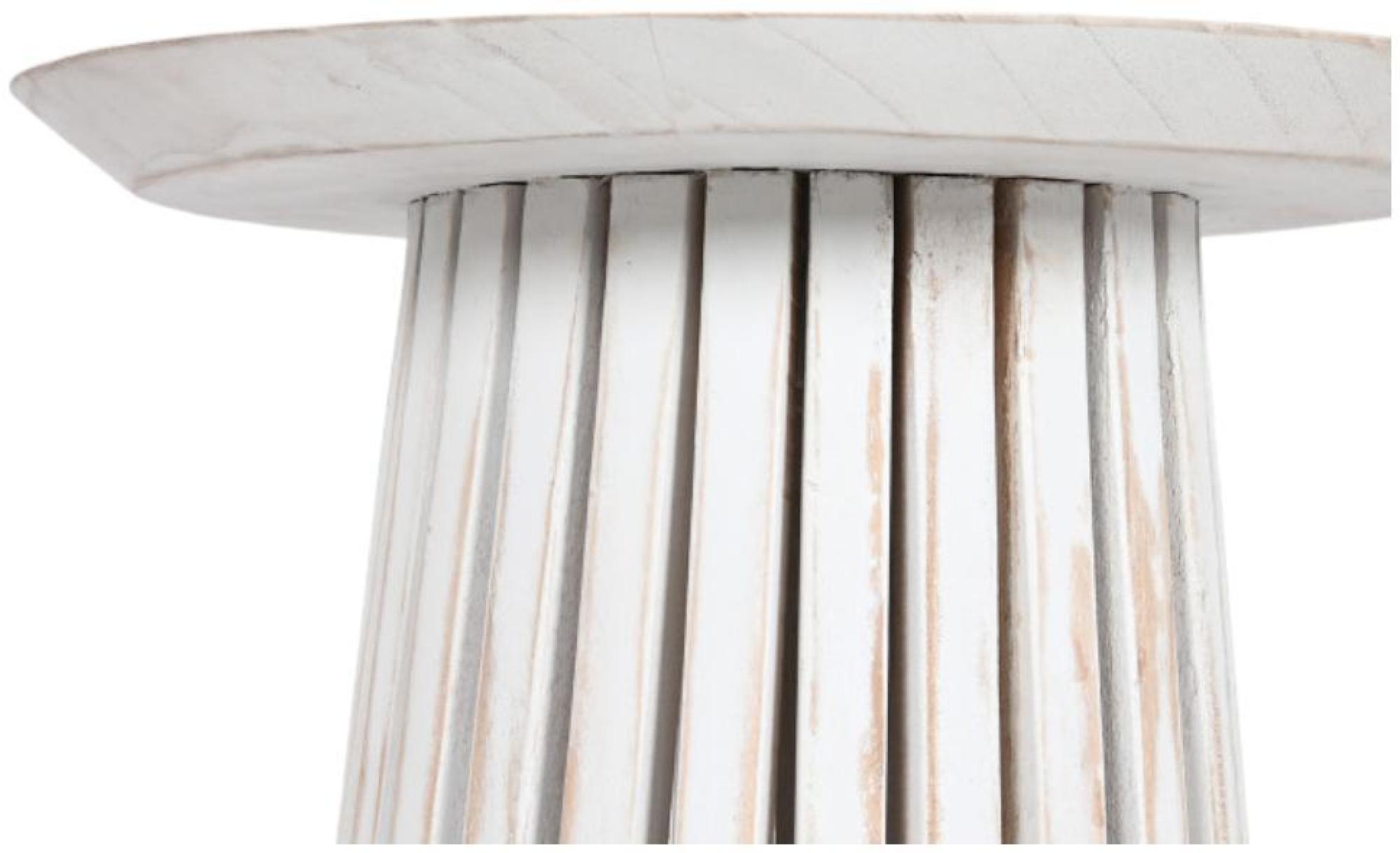 Product photograph of Konark White Washed Slatted Round Side Table from Choice Furniture Superstore.