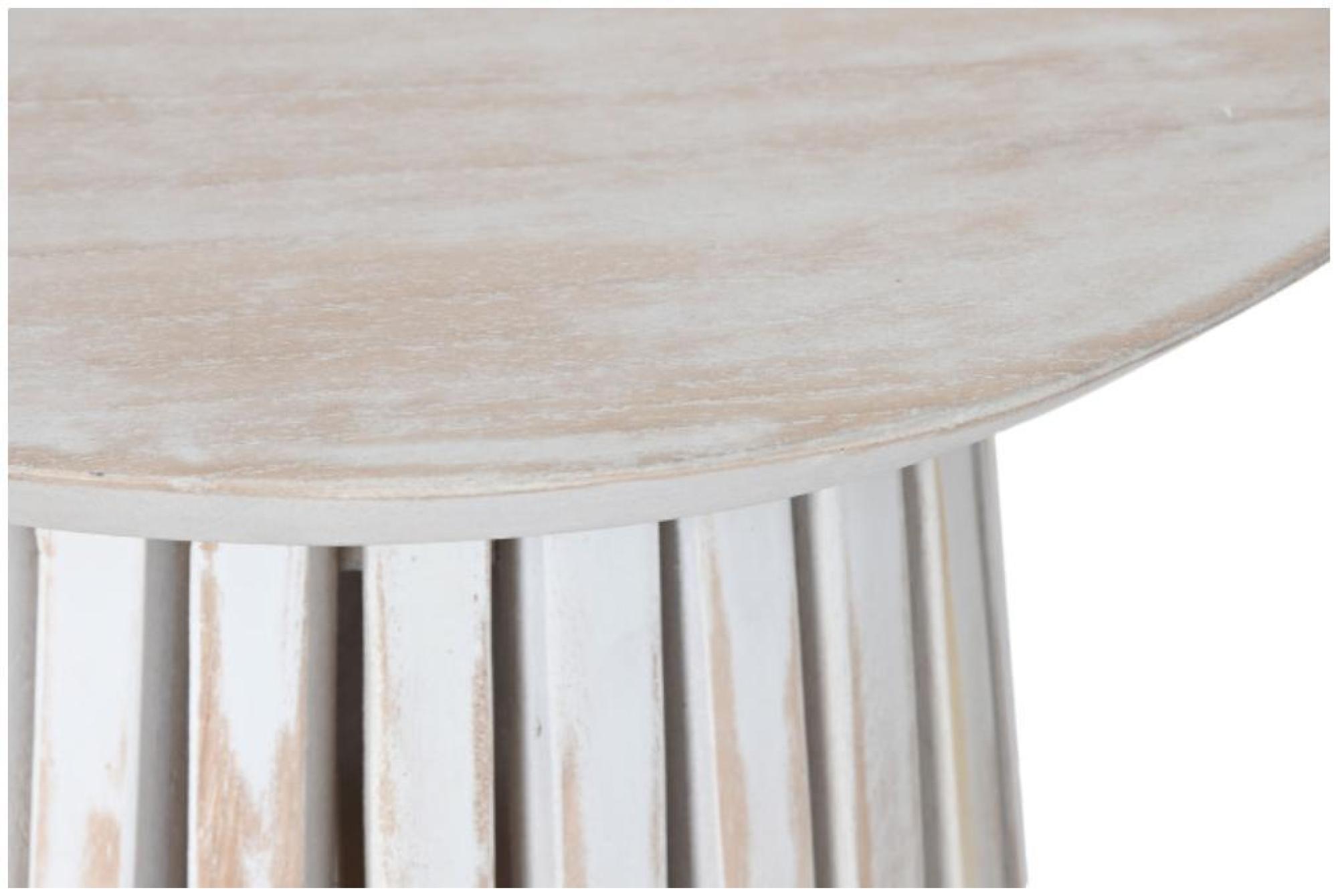 Product photograph of Konark White Washed Slatted Round Side Table from Choice Furniture Superstore.