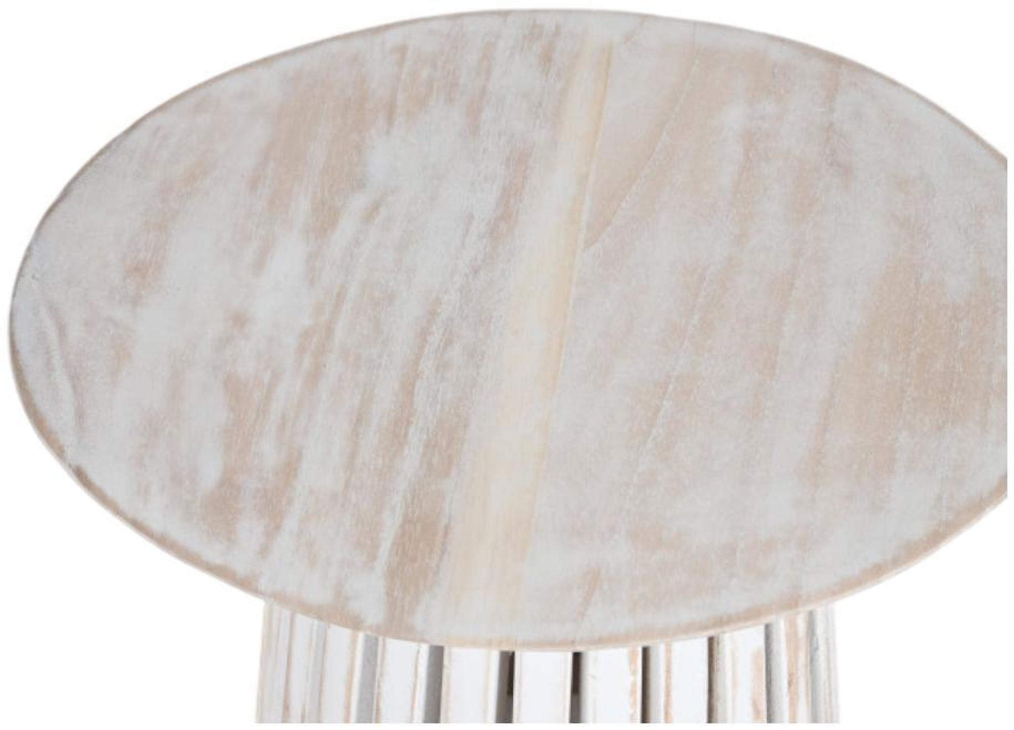 Product photograph of Konark White Washed Slatted Round Side Table from Choice Furniture Superstore.