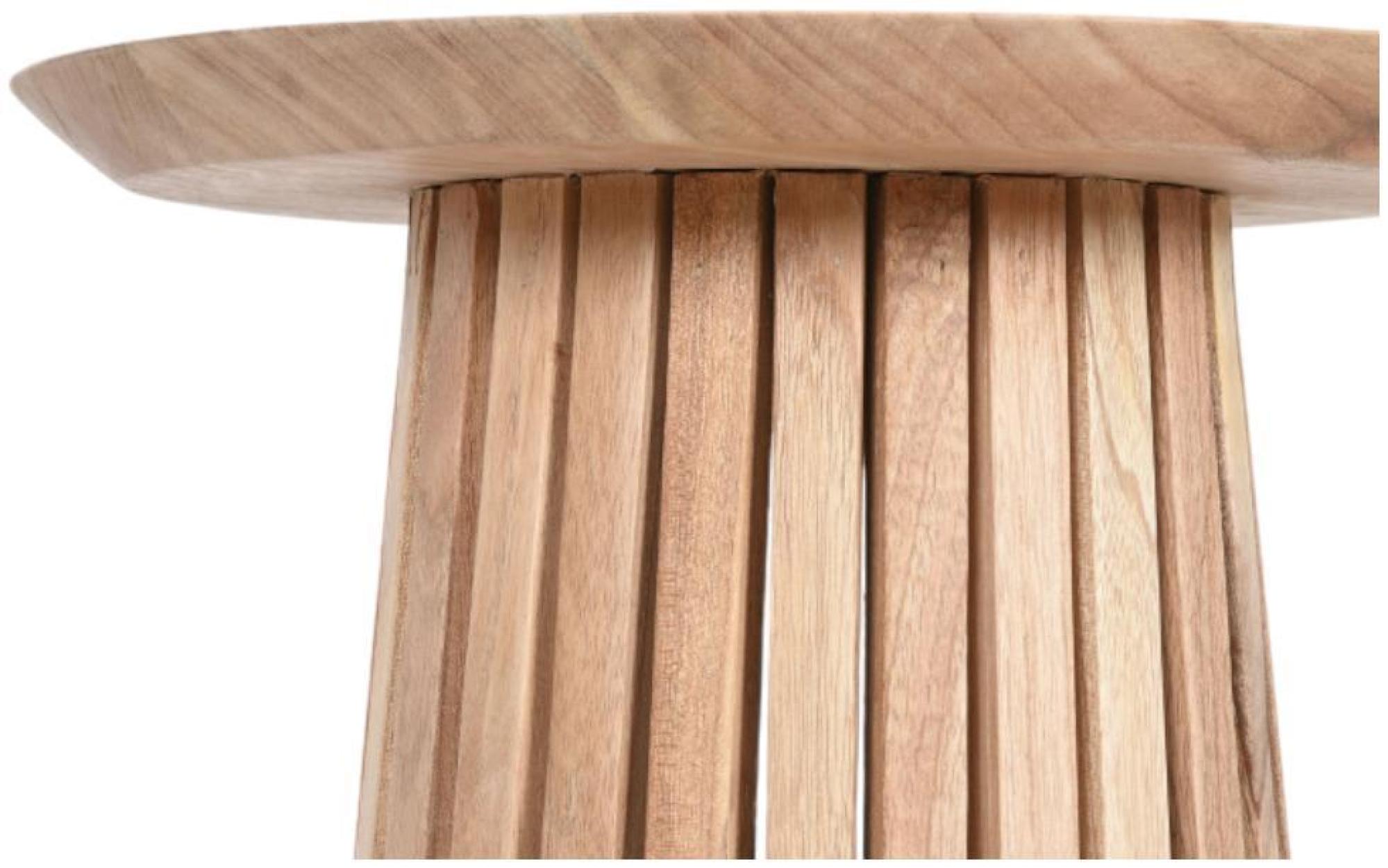 Product photograph of Konark Natural Slatted Round Side Table from Choice Furniture Superstore.