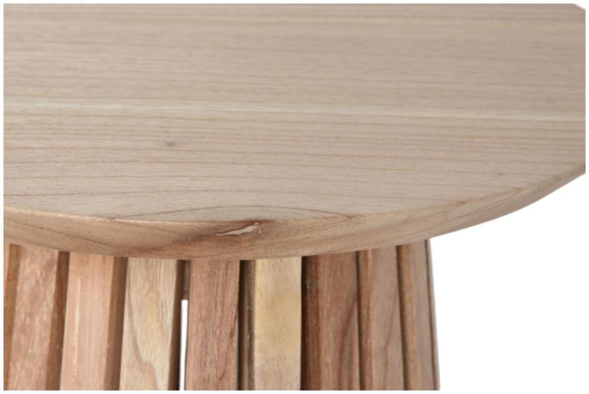 Product photograph of Konark Natural Slatted Round Side Table from Choice Furniture Superstore.