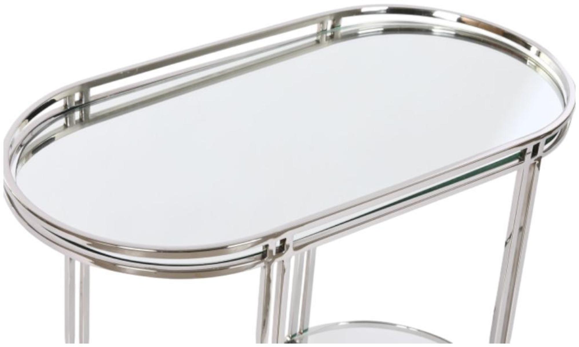 Product photograph of Modern Chromed Mirrored Top Side Table from Choice Furniture Superstore.