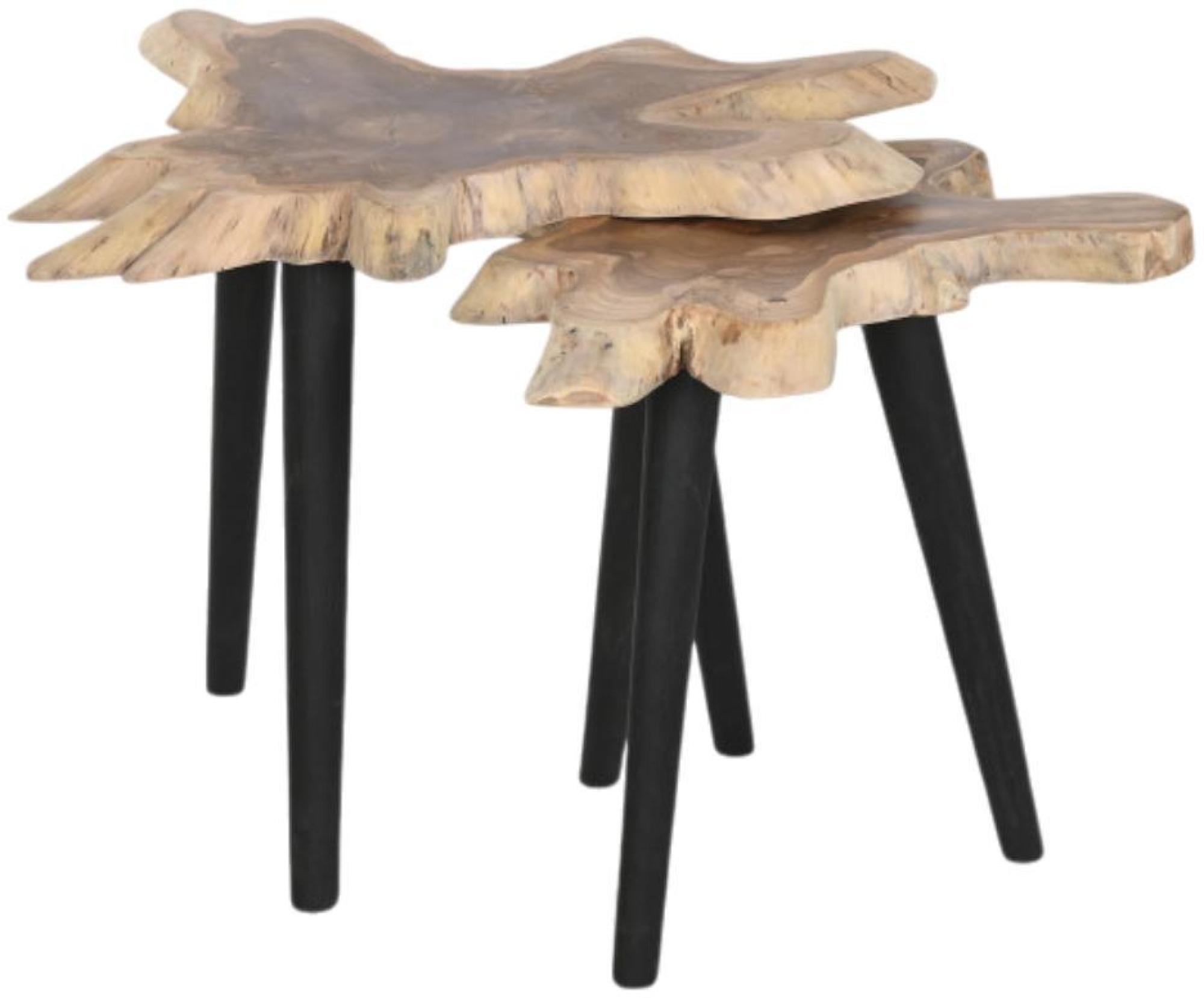 Product photograph of Ranchi Natural And Black Wood Side Table - Set Of 2 from Choice Furniture Superstore.