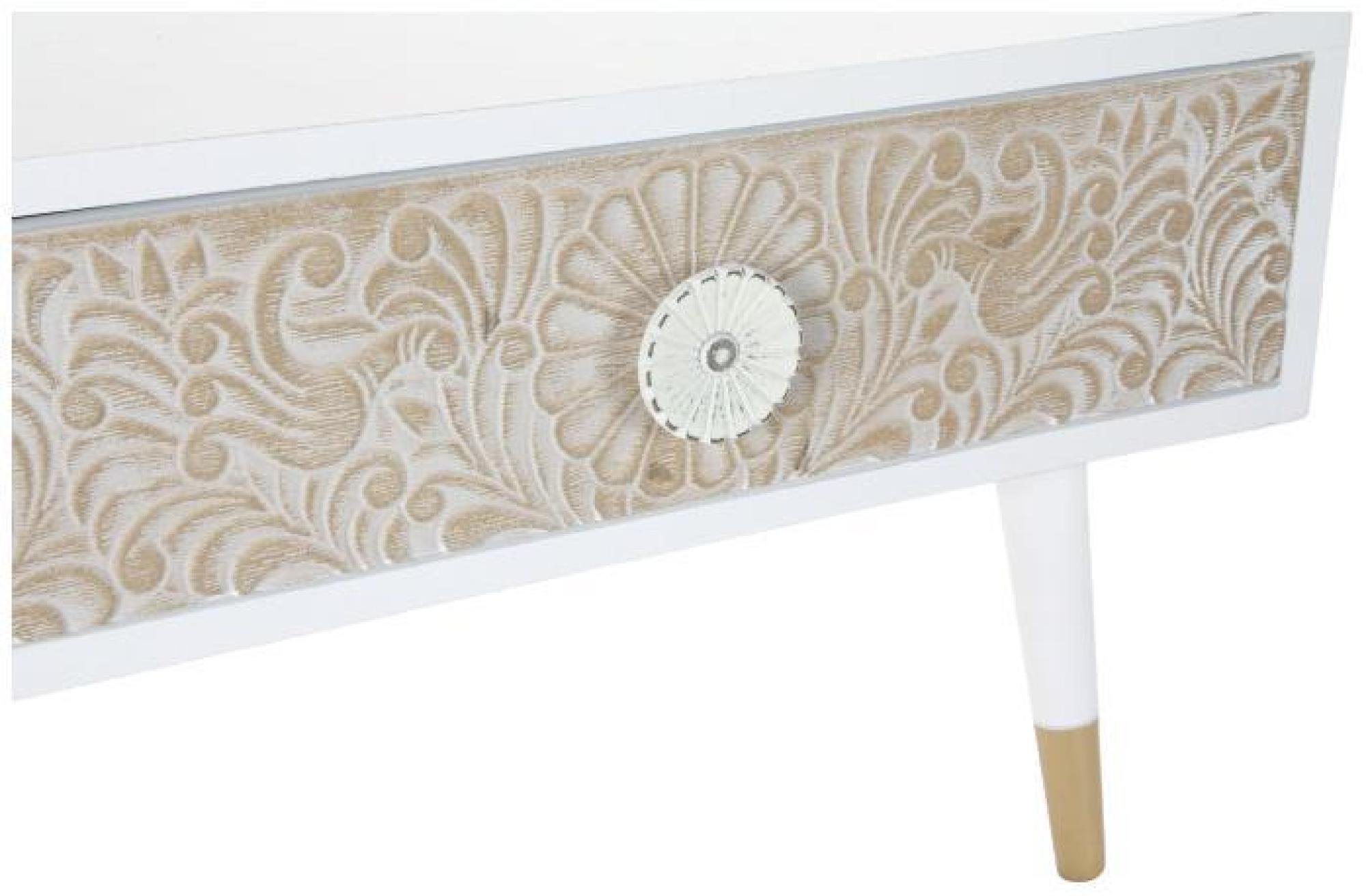 Product photograph of Indian White Wood Storage Mandala Coffee Table from Choice Furniture Superstore.