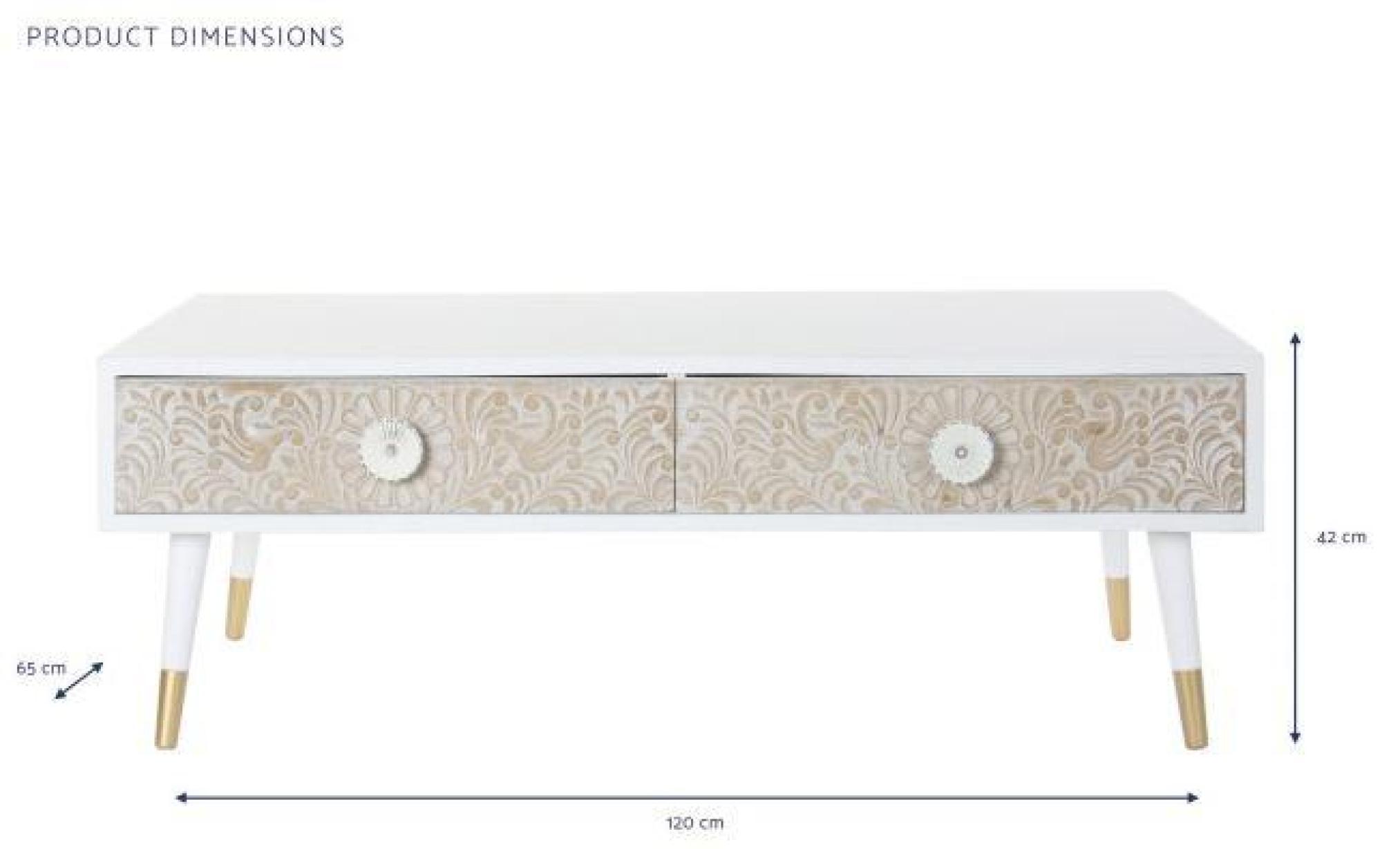 Product photograph of Indian White Wood Storage Mandala Coffee Table from Choice Furniture Superstore.