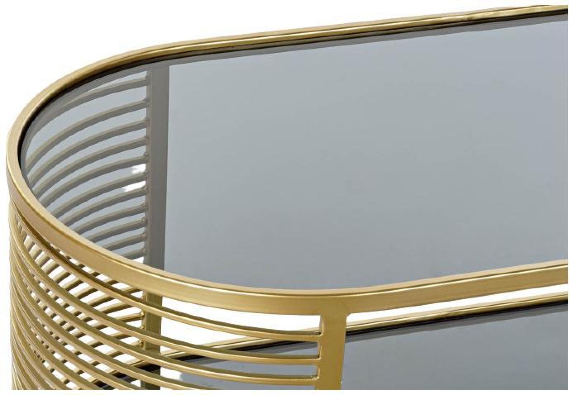 Product photograph of Glass Oval Coffee Table With Gold Metal Frame from Choice Furniture Superstore.