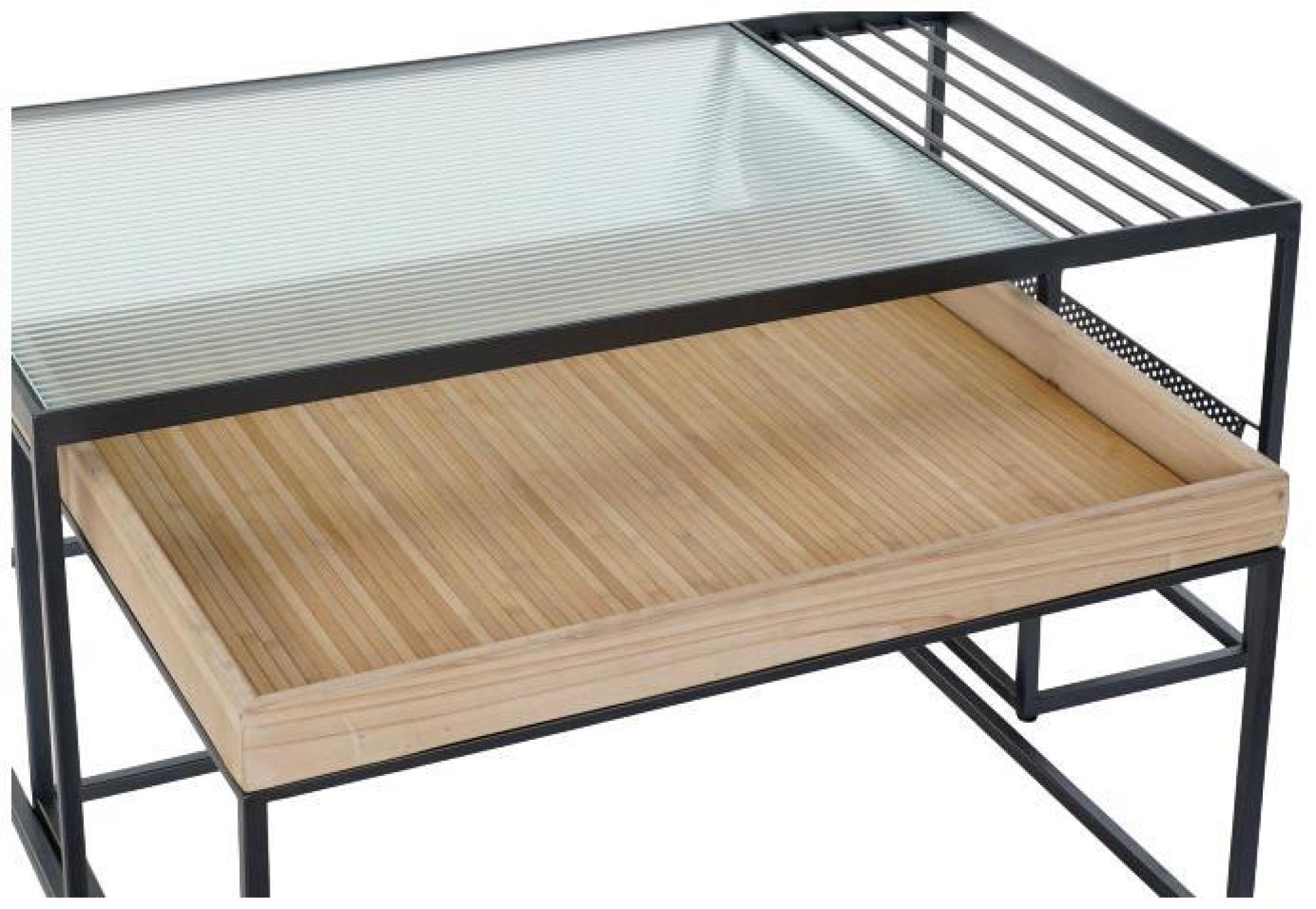 Product photograph of Natural And Black Metal Coffee Table from Choice Furniture Superstore.