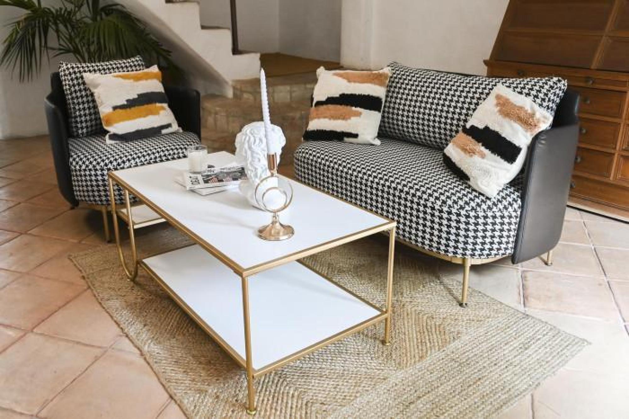 Product photograph of Glam White Coffee Table With Gold Frame from Choice Furniture Superstore.