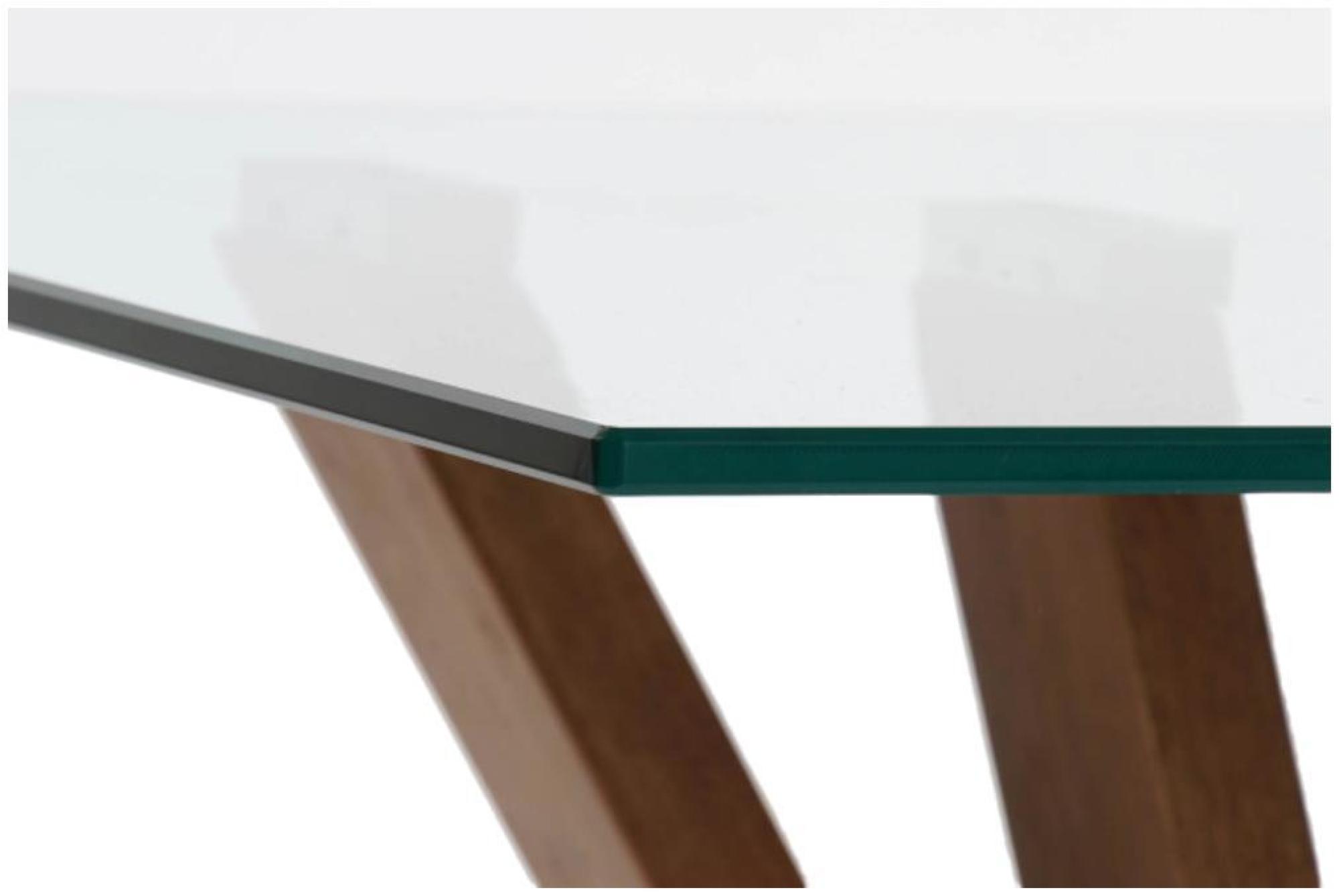 Product photograph of Modern Glass And Walnut Coffee Table from Choice Furniture Superstore.