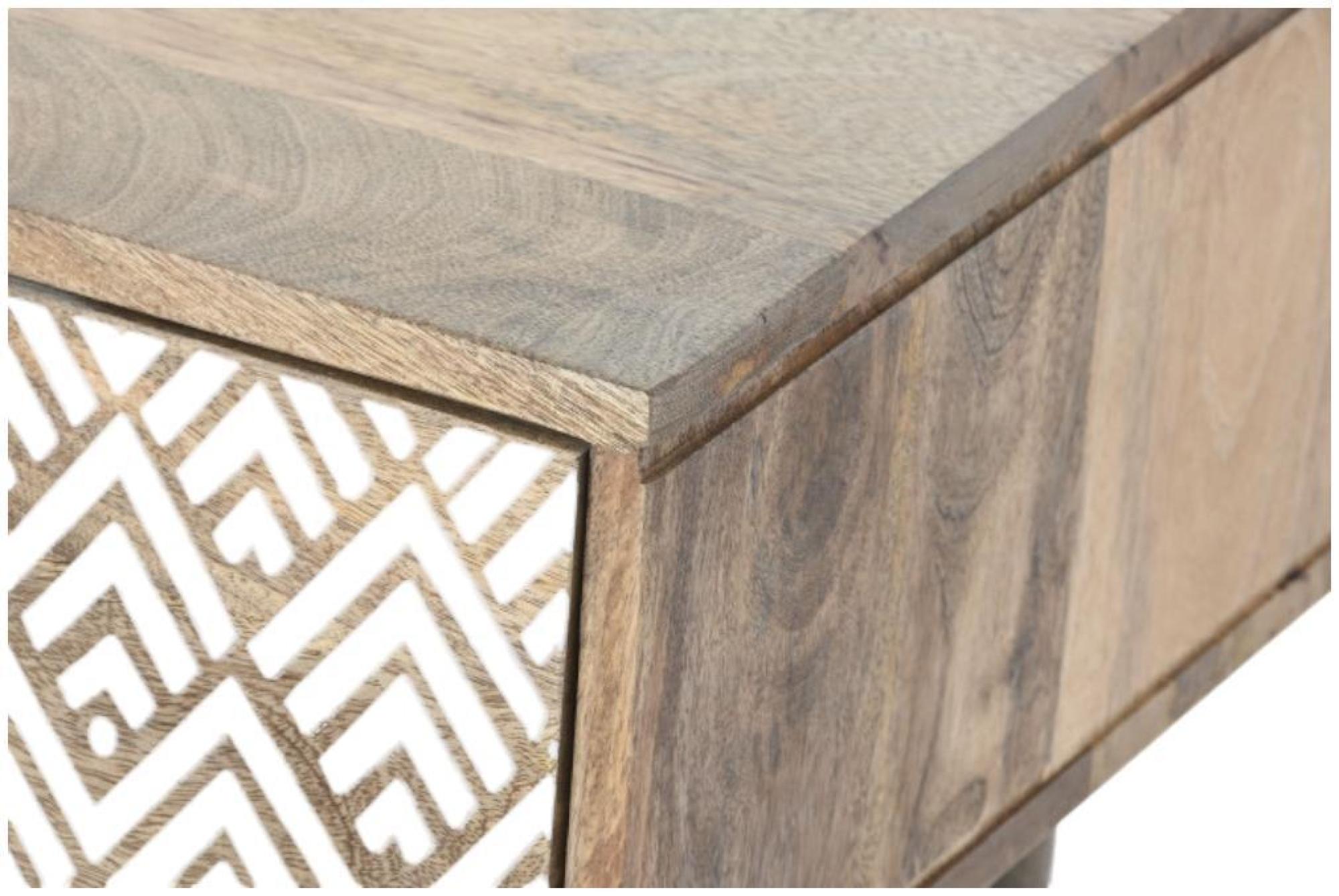 Product photograph of Mango Wood Geometric 2 Drawer Coffee Table from Choice Furniture Superstore.