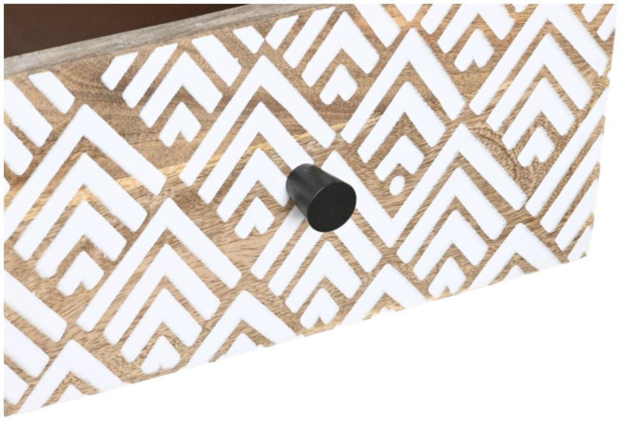 Product photograph of Mango Wood Geometric 2 Drawer Coffee Table from Choice Furniture Superstore.