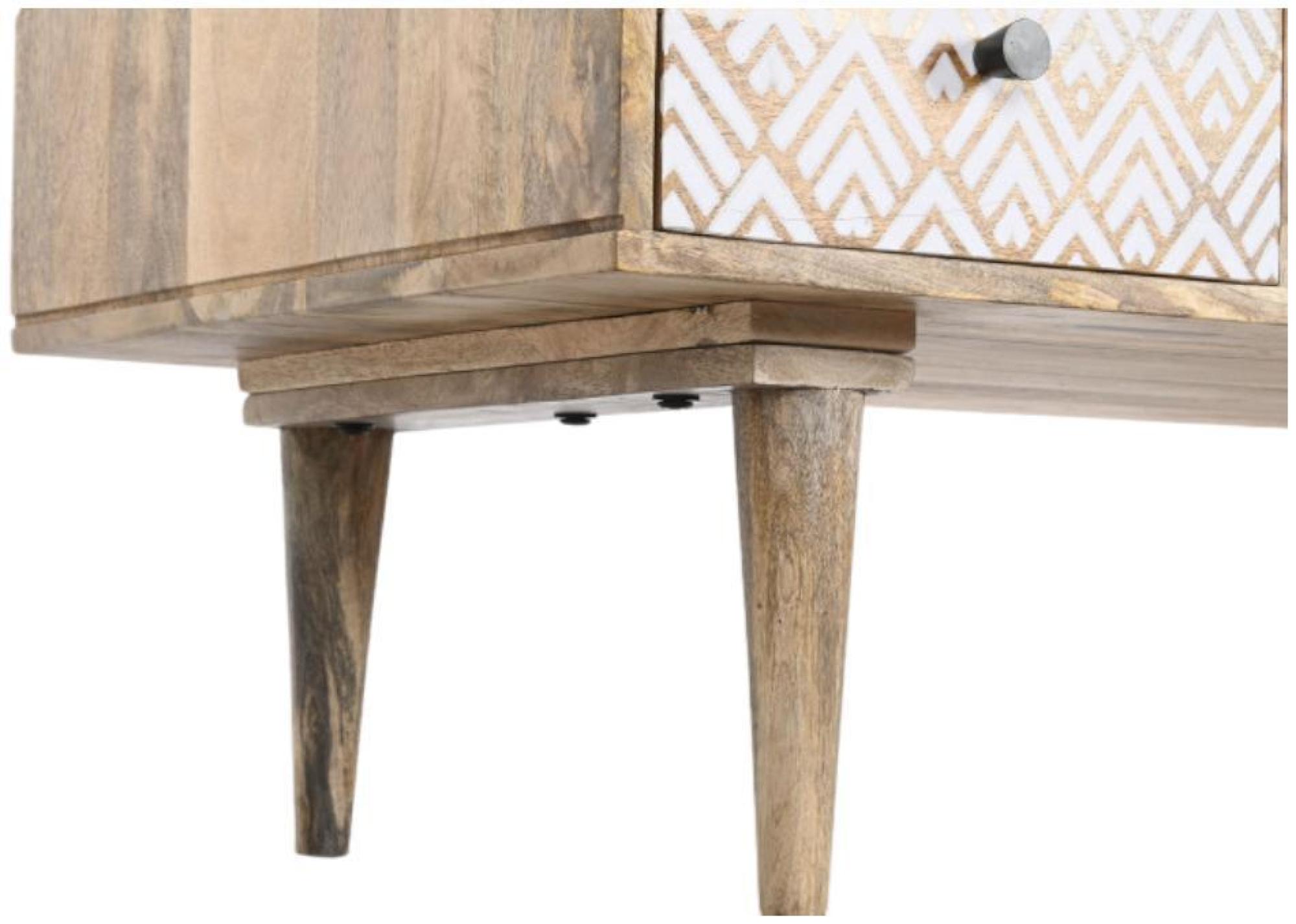 Product photograph of Mango Wood Geometric 2 Drawer Coffee Table from Choice Furniture Superstore.